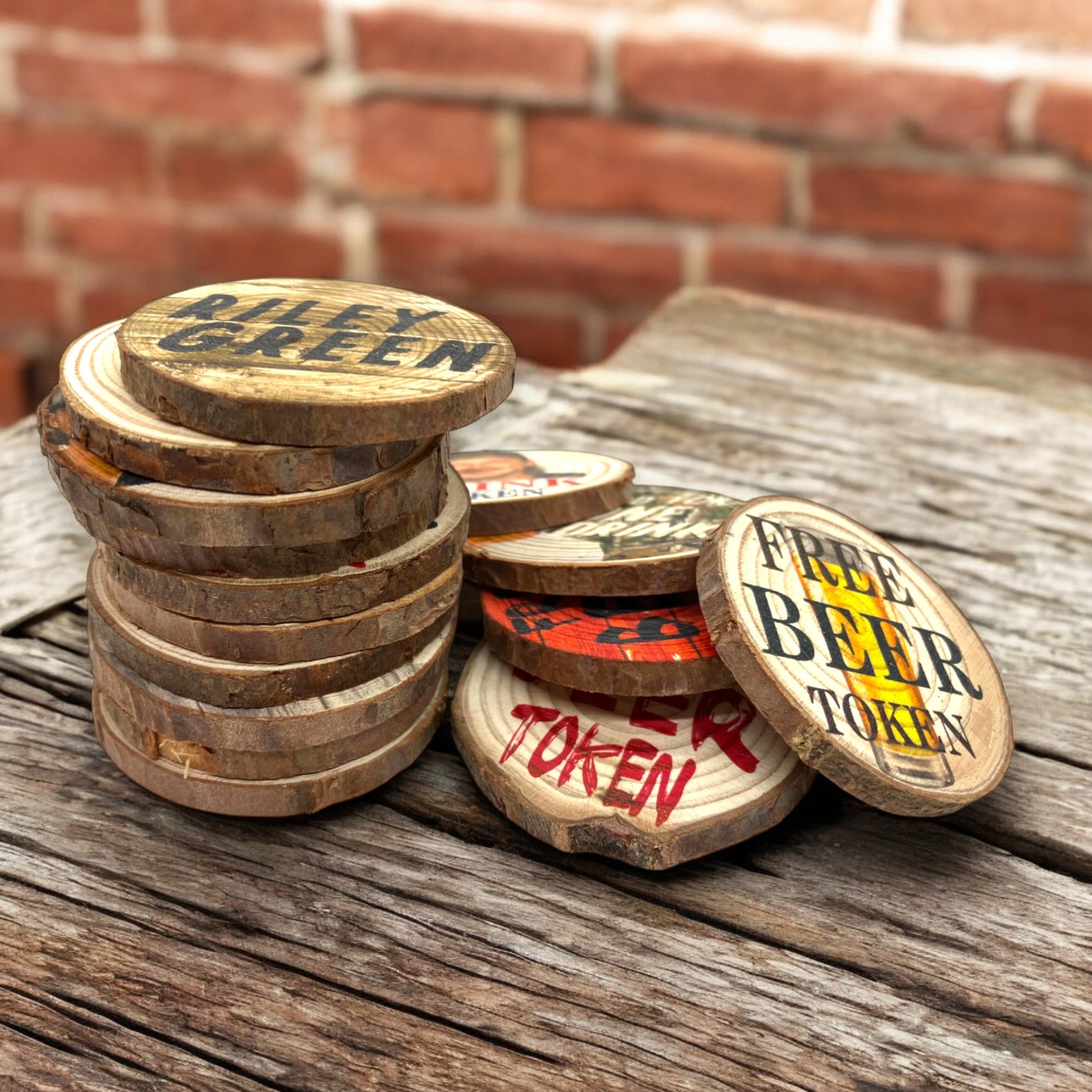 Wood Slice Token with Bark 3