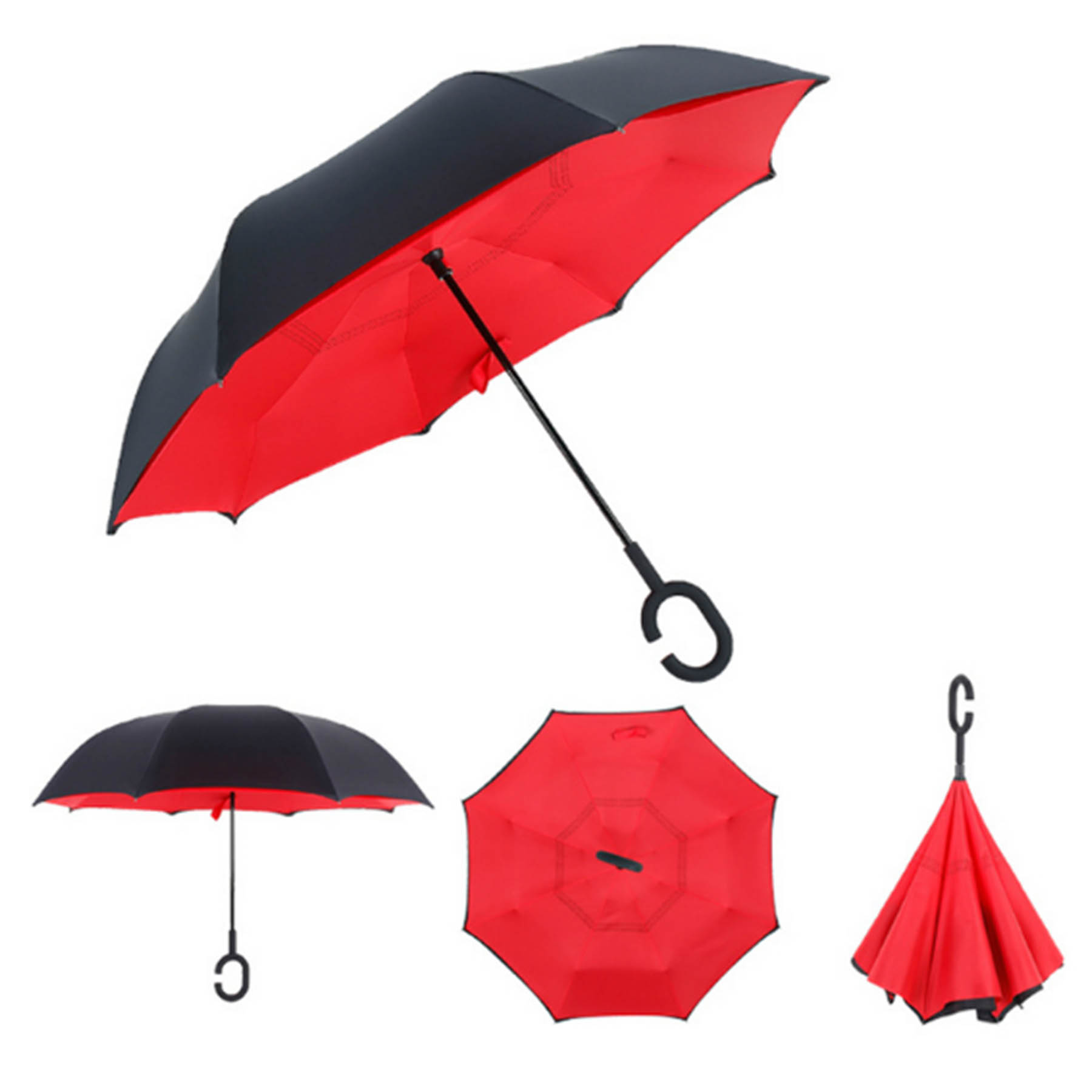 C-Shaped Handle Inverted Double Layer Windproof Umbrella 2
