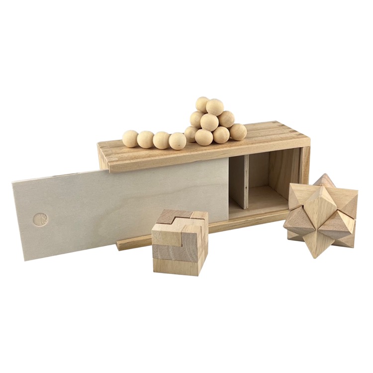 3 in 1 Wooden Brain Teaser 4