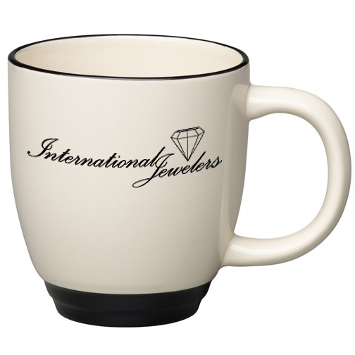 14 oz Almond with Black Lip and Base Accent Bistro Mug