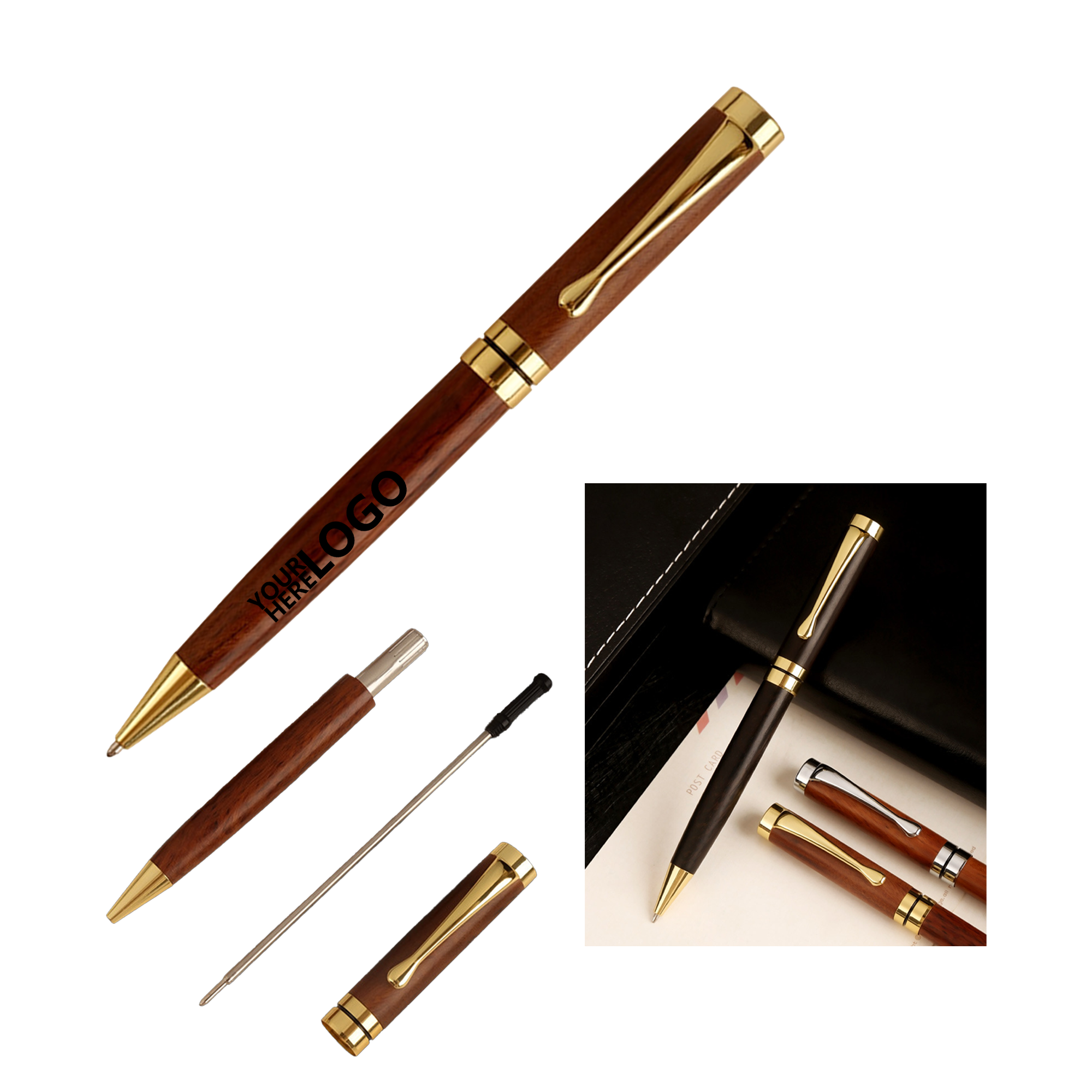 Brass and Sandalwood Business Commemorative Ballpoint Pen 2