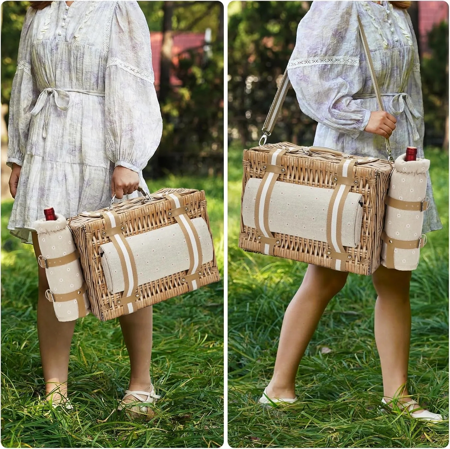 Large Picnic Basket With Insulated Compartment 5