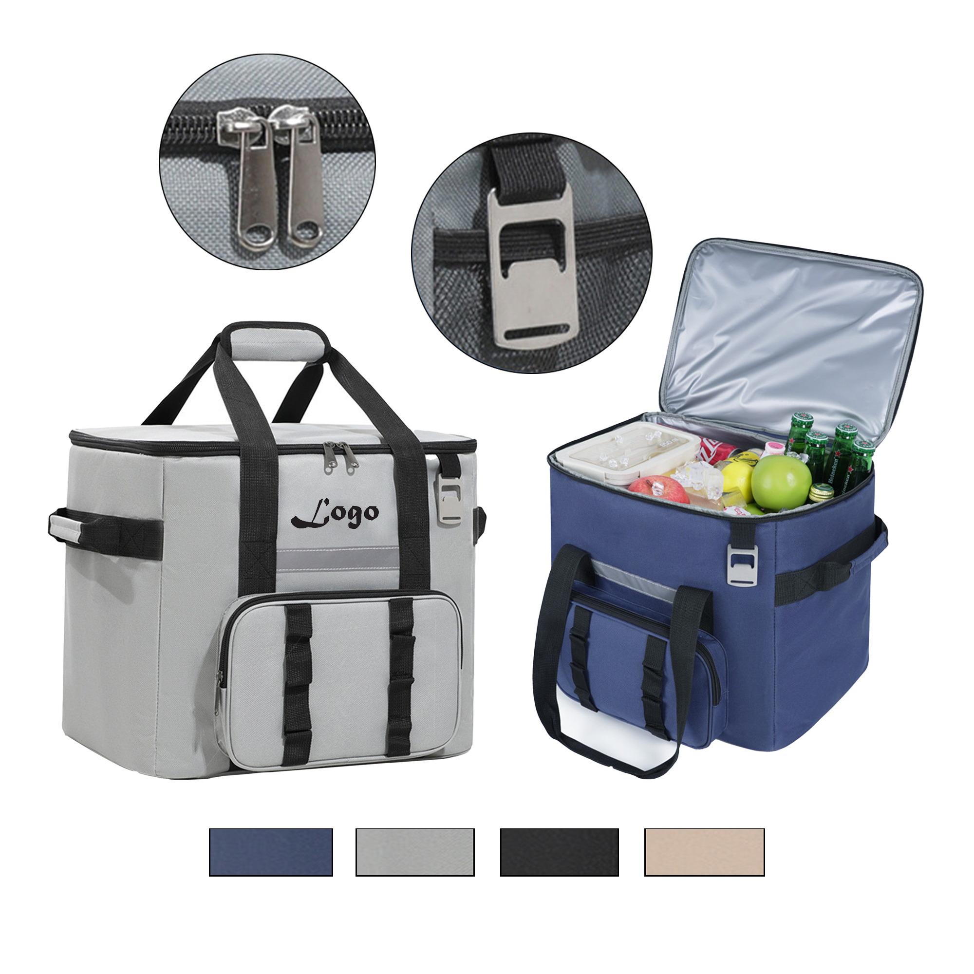 Insulated Oxford Fabric Lunch Cooler Tote with Zipper 1