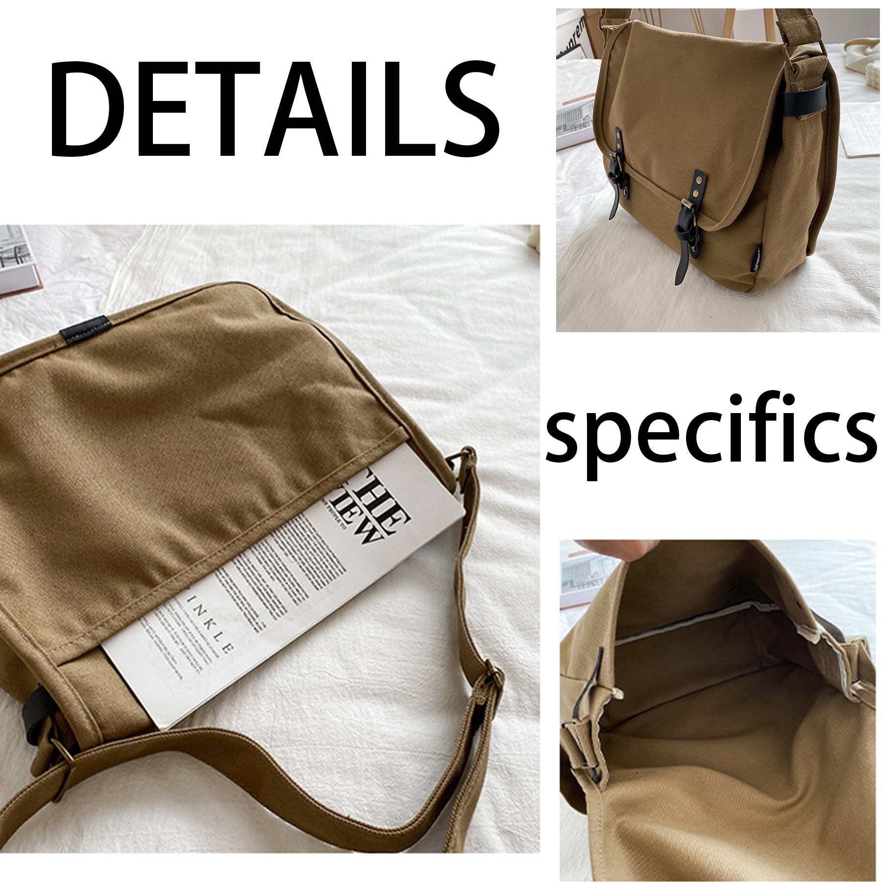 Canvas Large capacity vintage postman shoulder bag 8