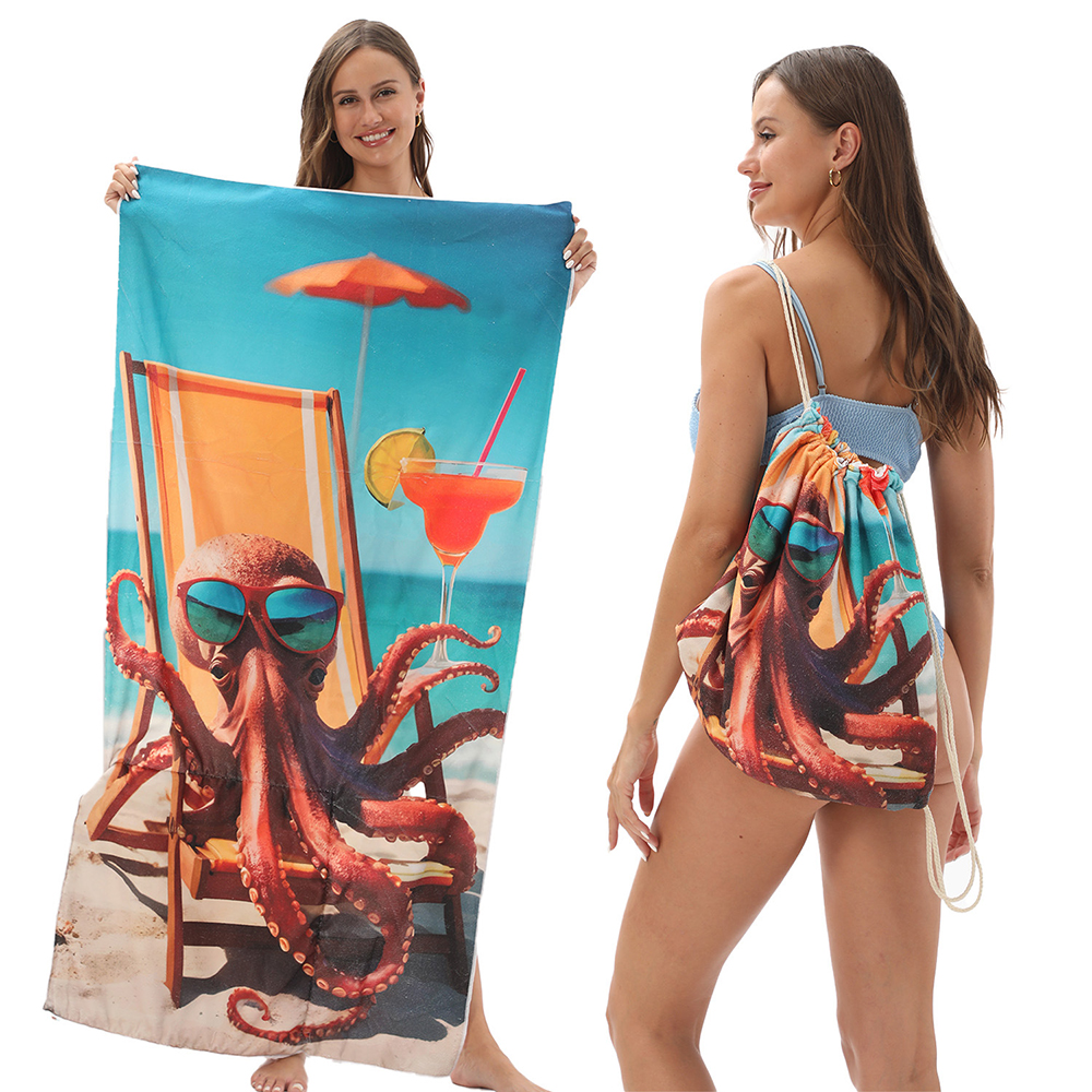 2-In-1 Foldable Beach Towel Integrated Bag 10