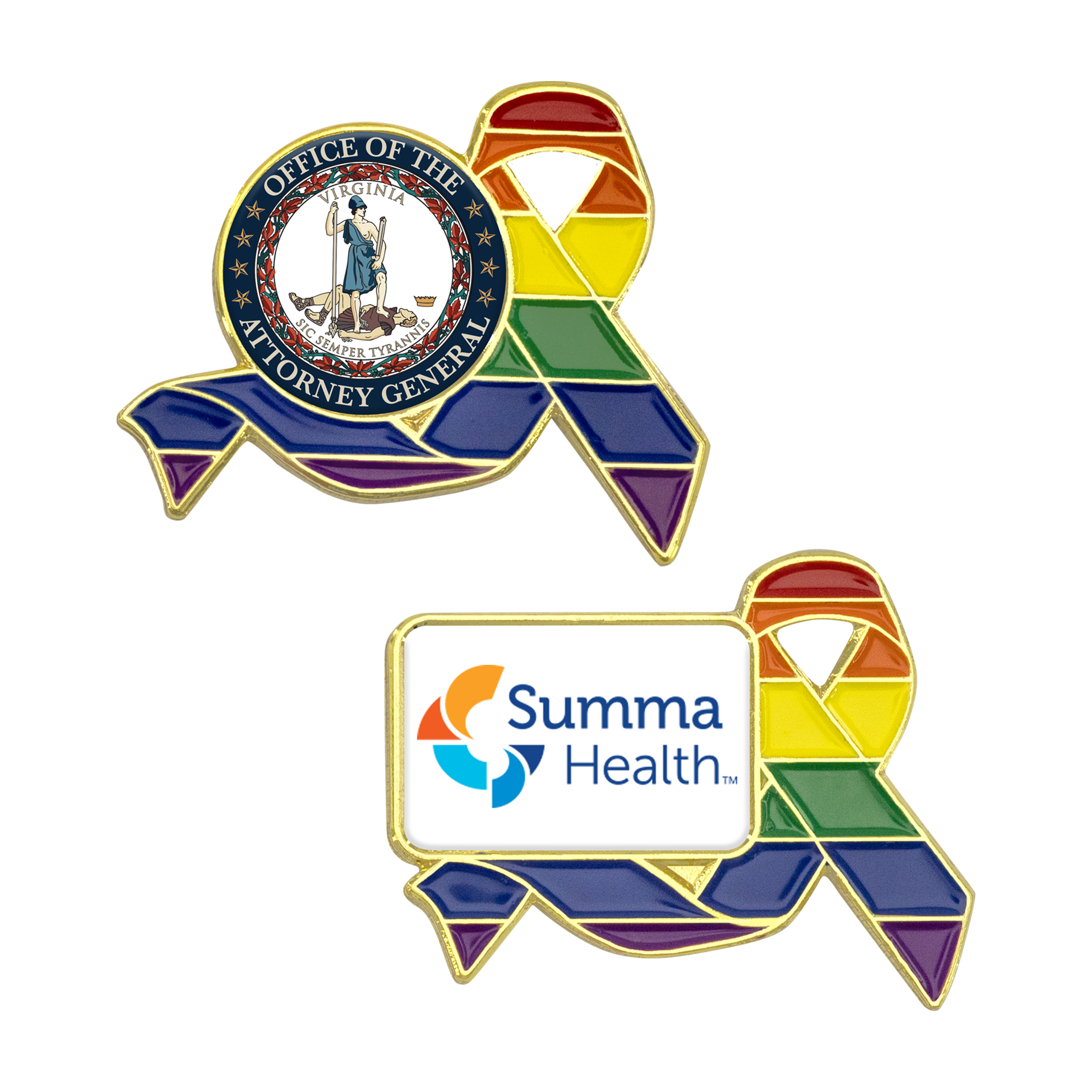 Rainbow Ribbon Lapel Pins w/ Custom Logo 5