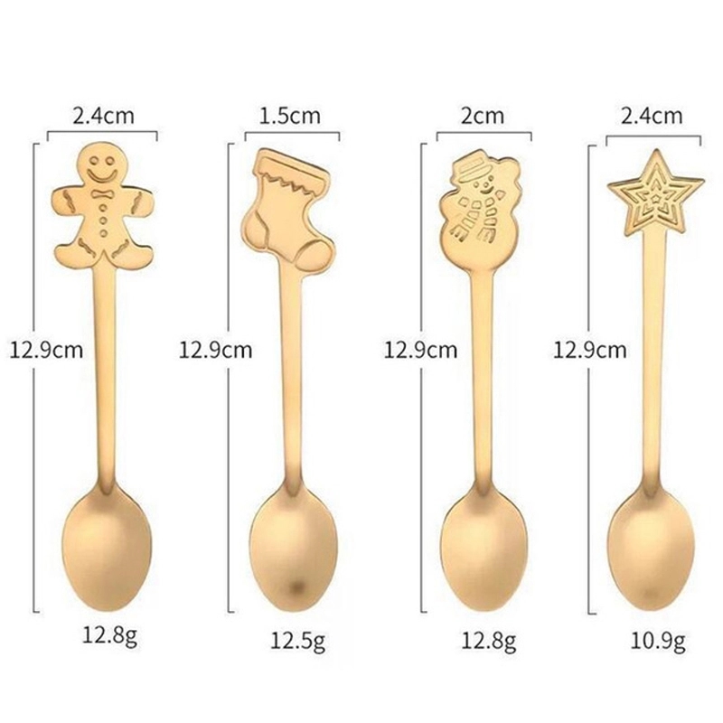 Christmas Stainless Steel Coffee Spoons Set 4