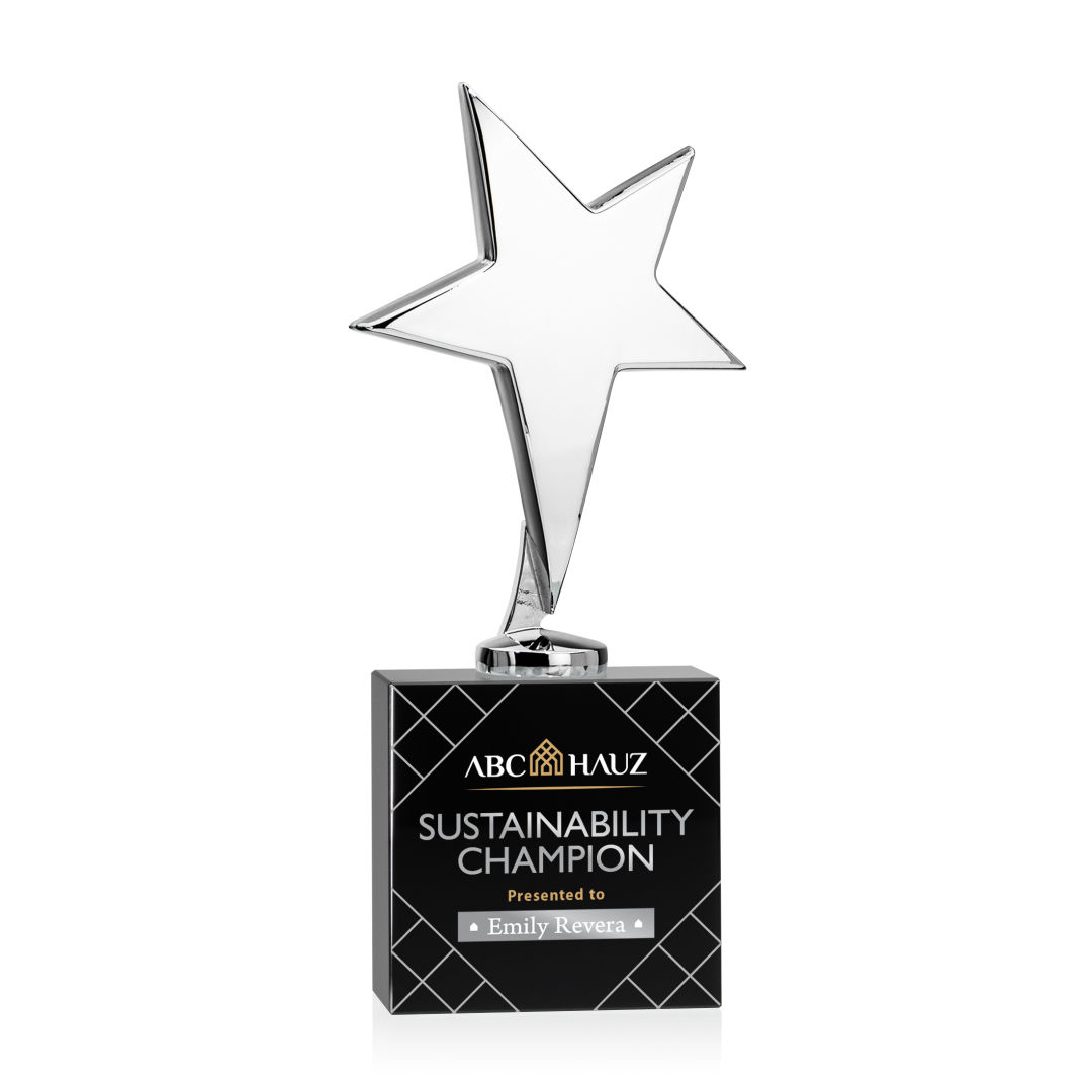Tuscany Chrome Star VividPrint™ Award on Woodlawn Base-Black