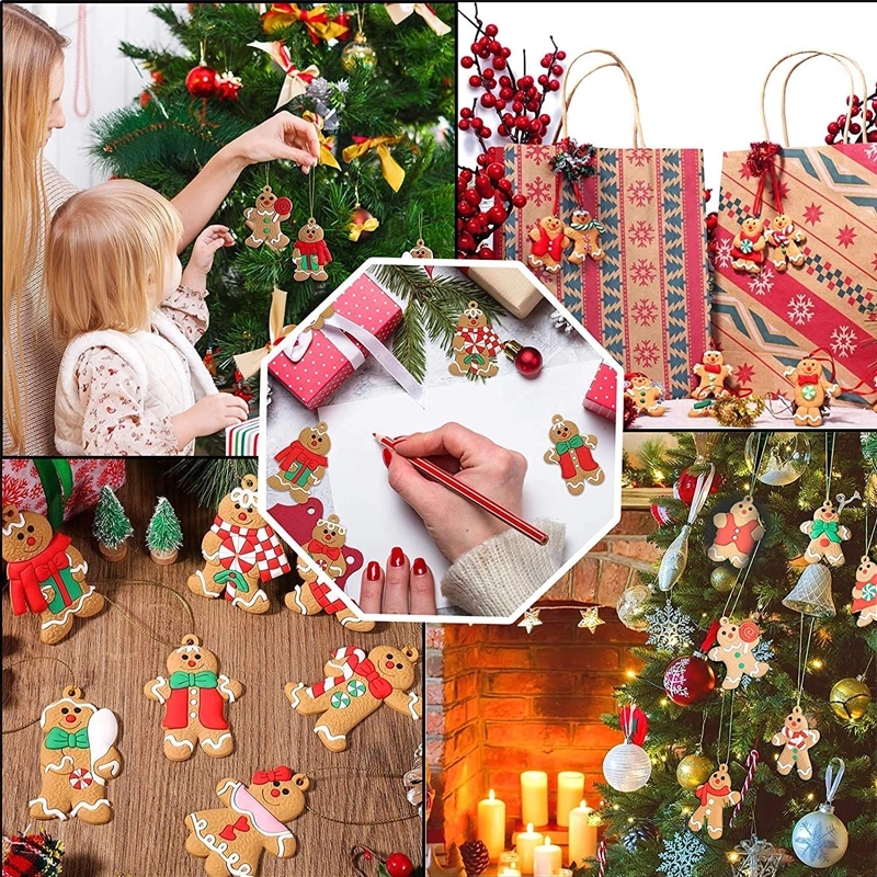 12 Pcs Pvc Gingerbread Man Ornaments For Christmas Tree 5