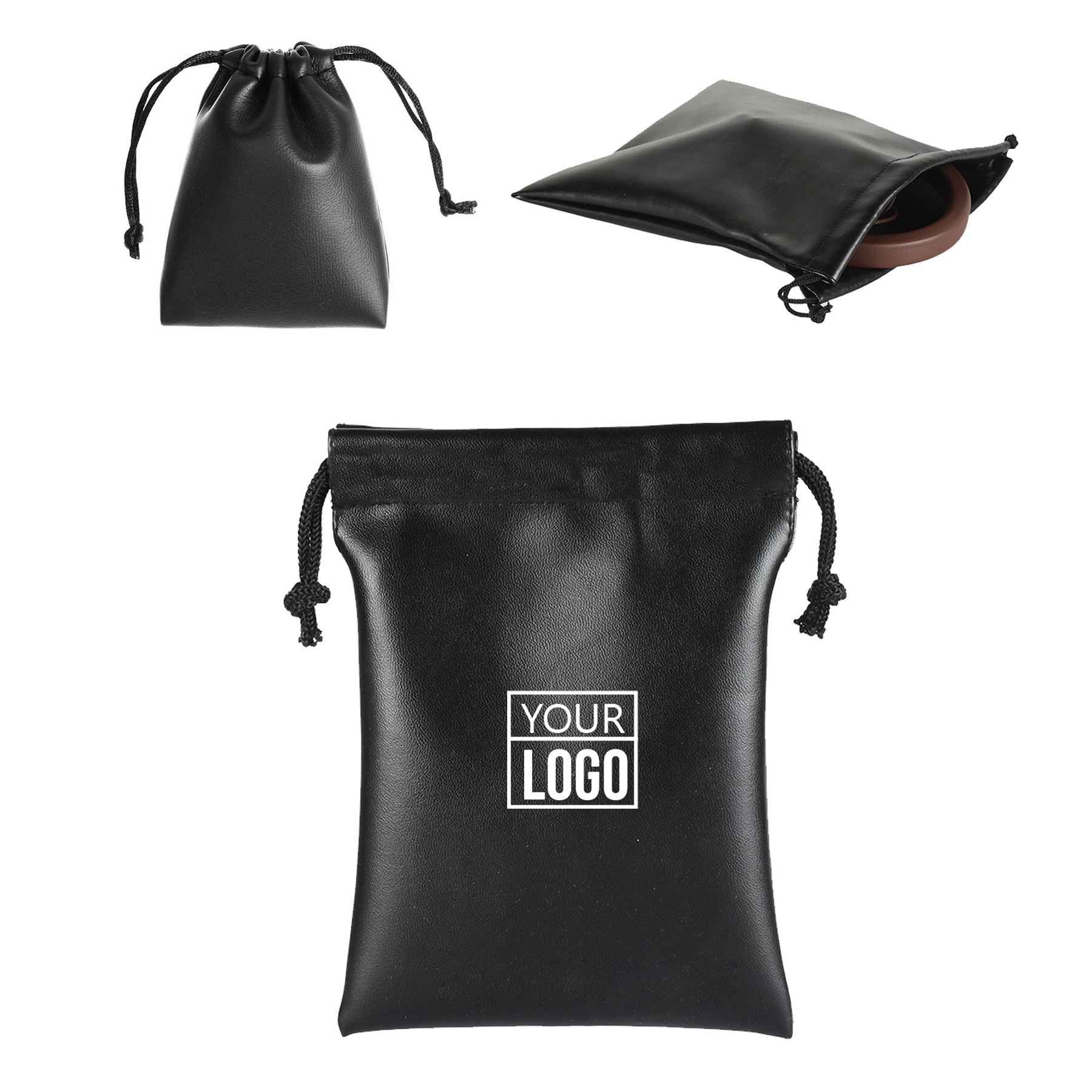 PU Leather Drawstring Jewelry Pouch Bag 2