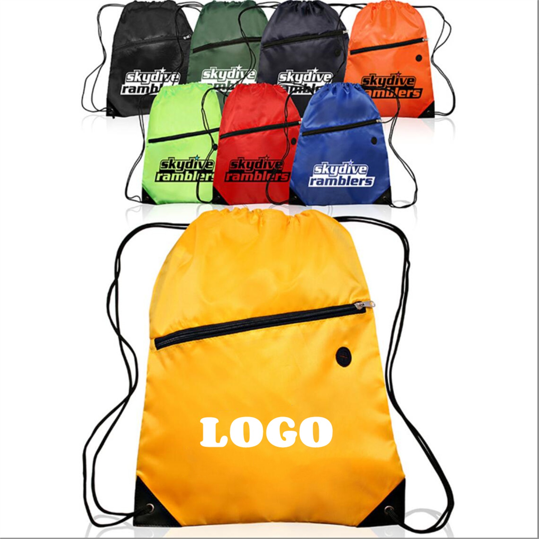 Drawstring Backpack With Zipper Pocket 4
