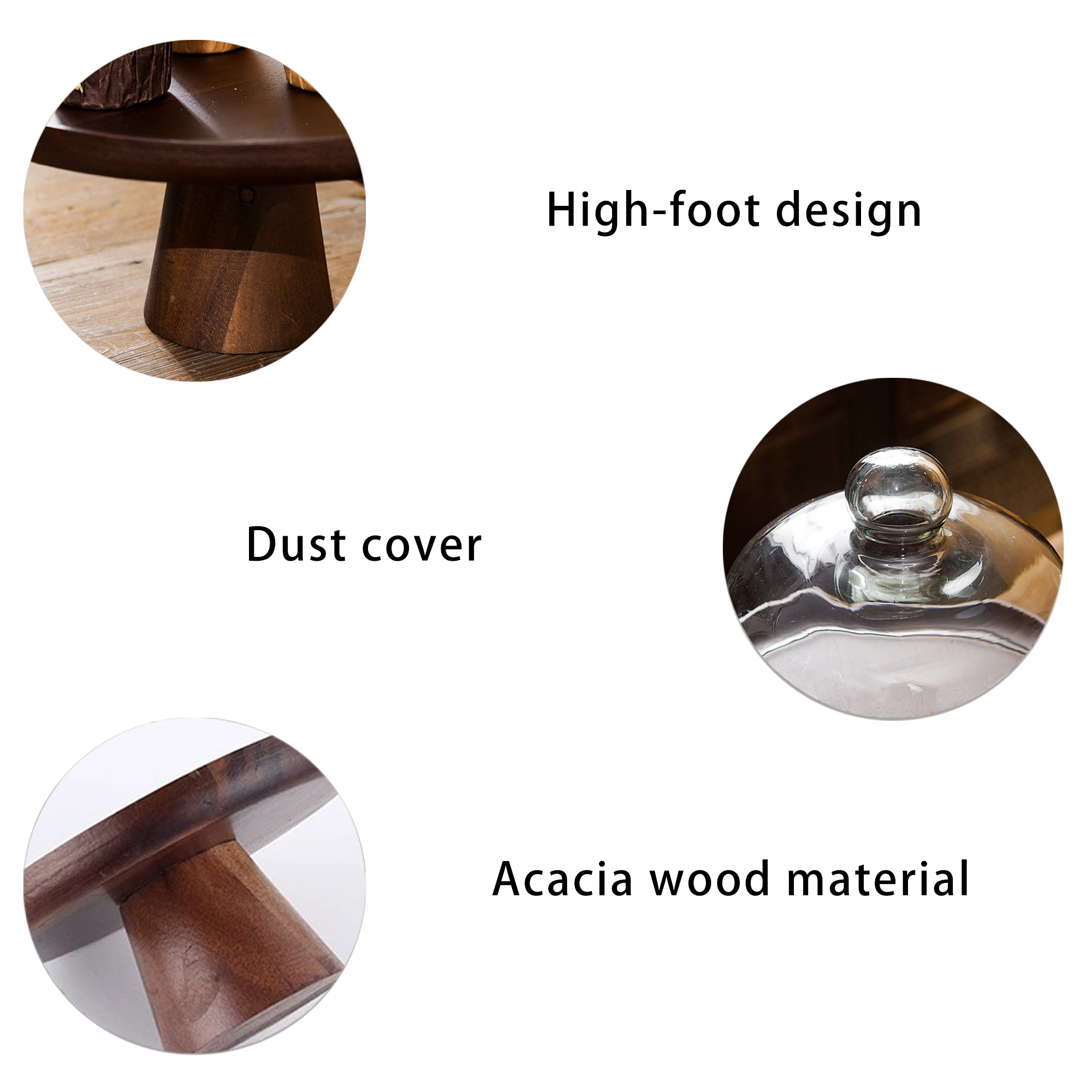 Household Acacia Wood Cake Tray 5