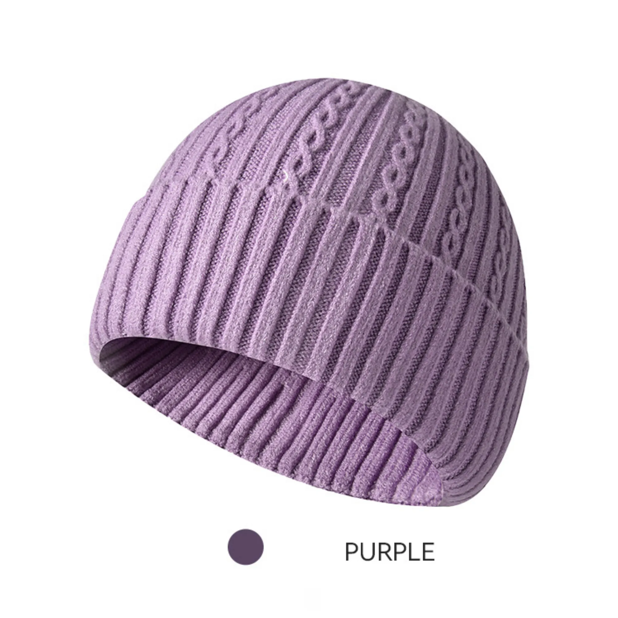 Winter Casual Solid Color Knitted Beanie Hat 4