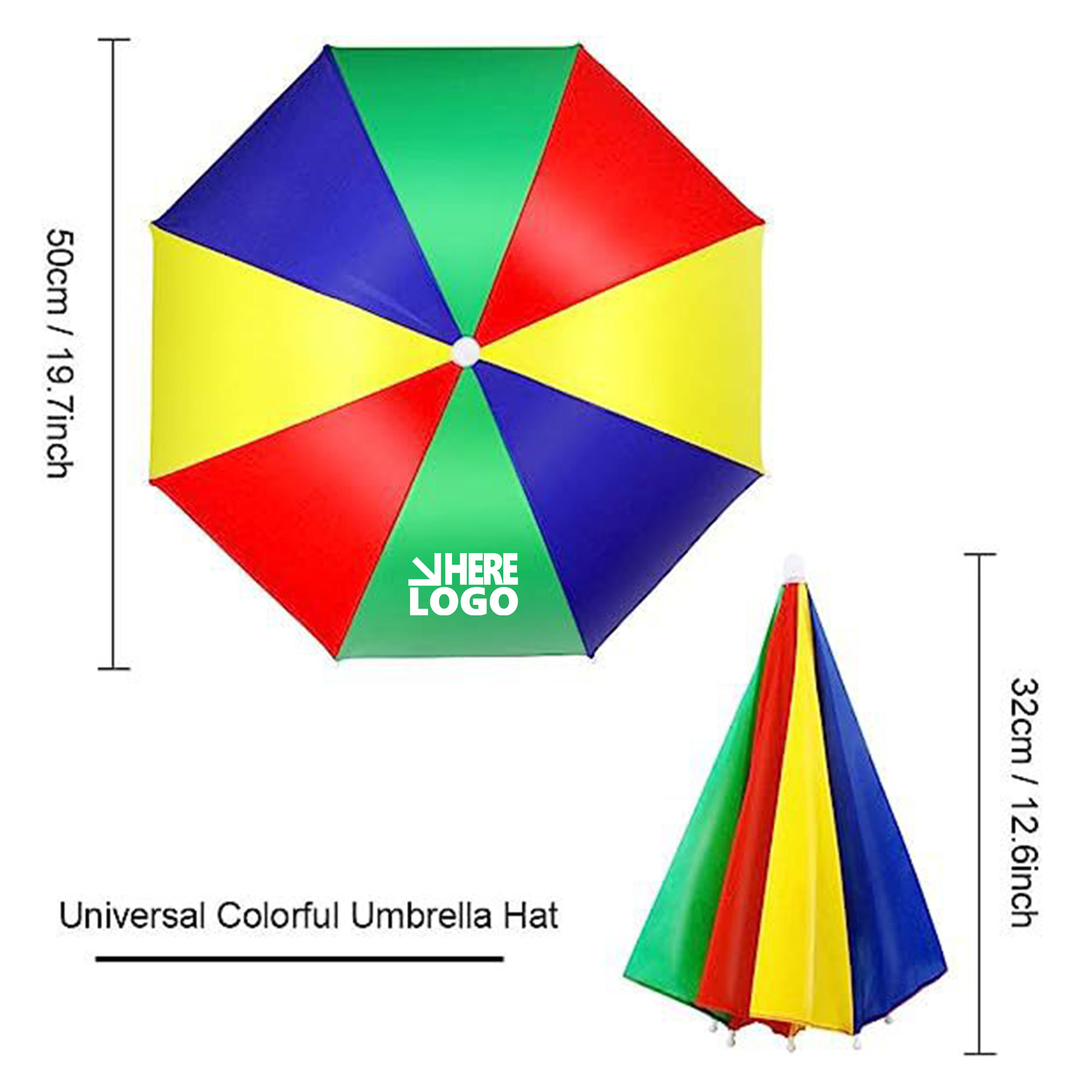 MOQ 50 Umbrella Hat 20.5" Rainbow 2