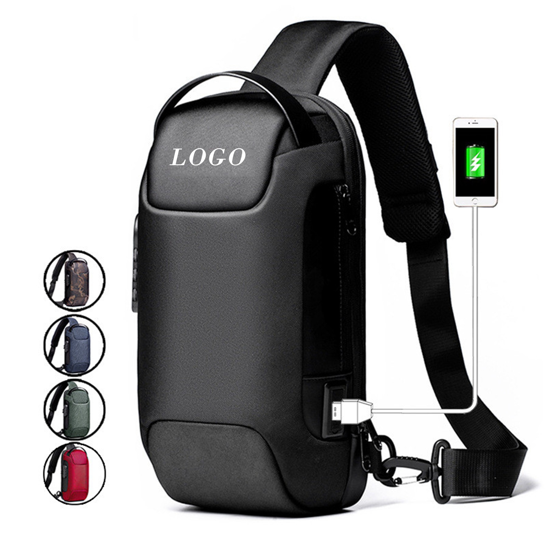 Men's chest shoulder bag with USB