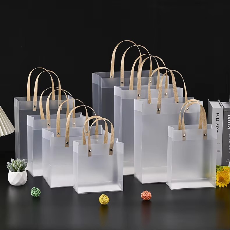 White Clear Frosted Plastic Gift Bag 2