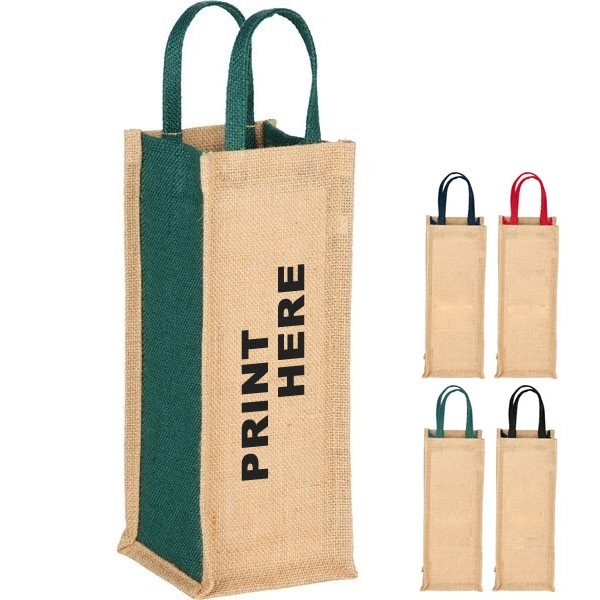 Promotional Jute Single Bottle Wine Tote 2