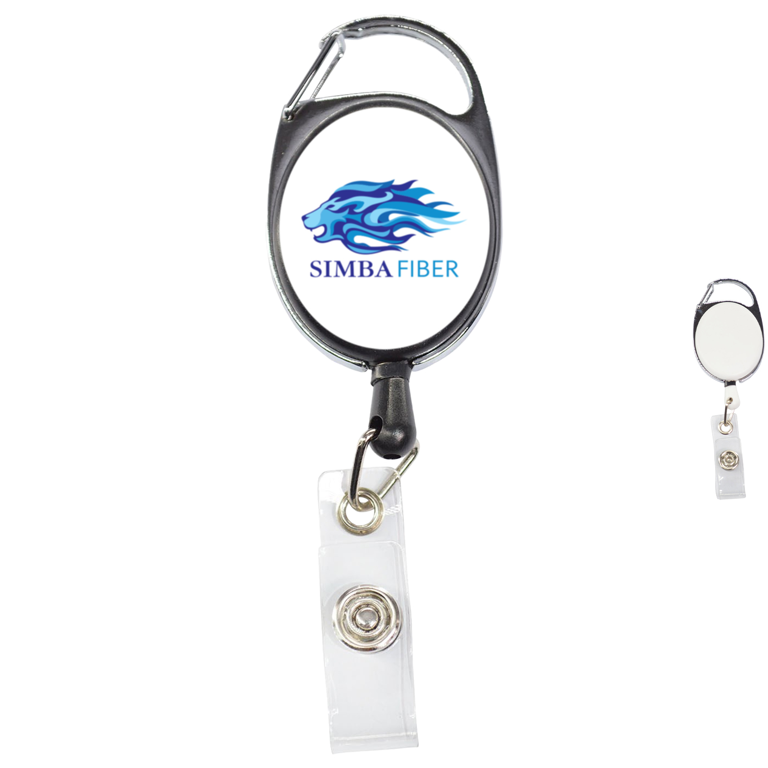 One button Recovery Oval Carabiner Badge Reel w/ Plain Back 1