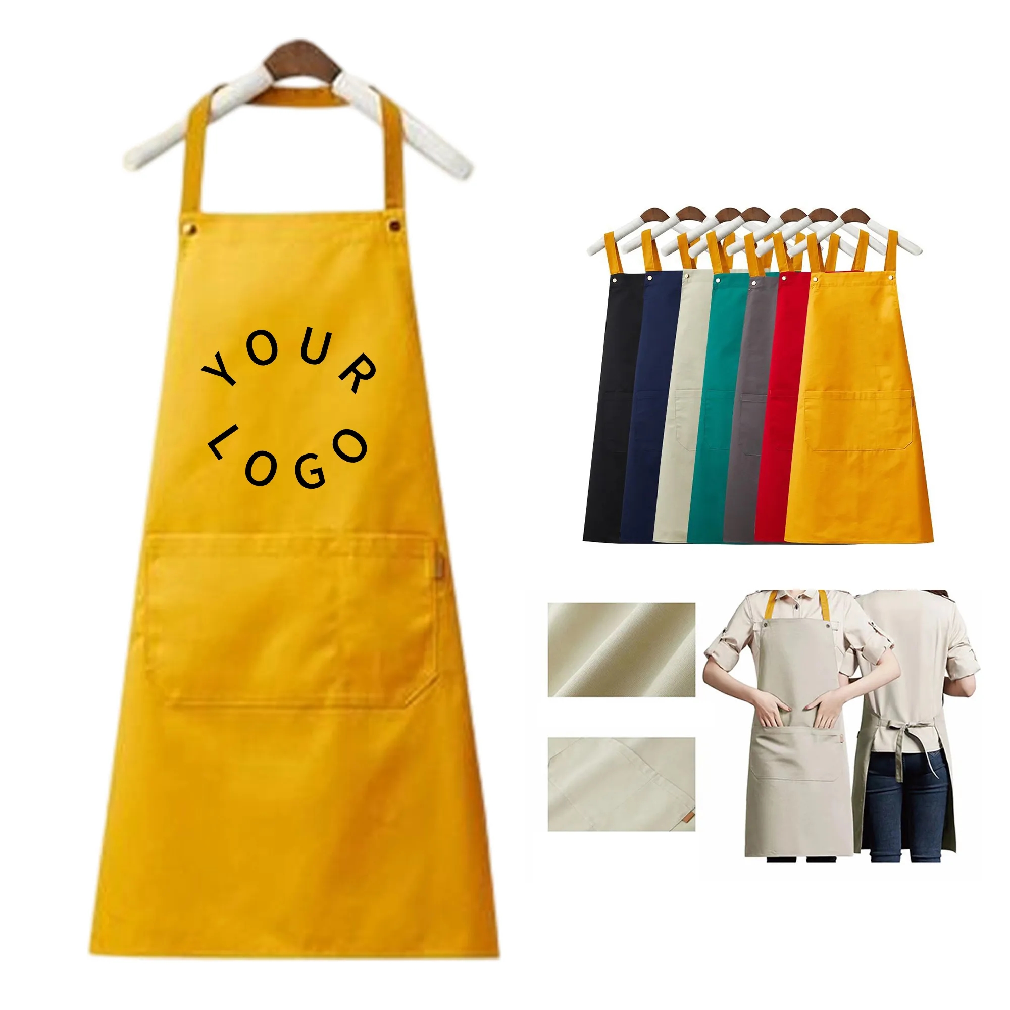 Canvas Kitchen Apron with Pockets 3