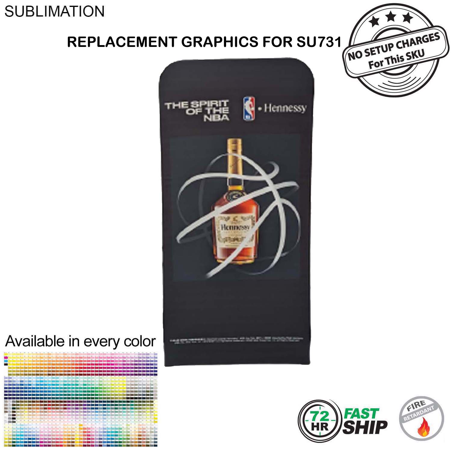 72 Hr Fast Ship - Replacement Graphics Double Sided 3'W x 78"H EuroFit Tension Fabric Slip on cover 6