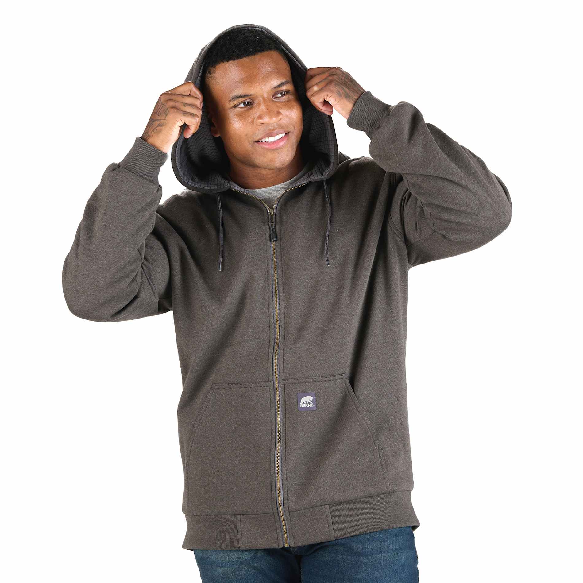 Berne Heritage Grid Fleece-Lined Zip Sweatshirt - Men's 9