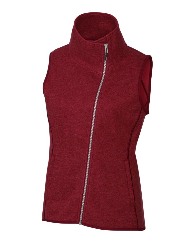 Cutter & Buck Mainsail Sweater-Knit Womens Full Zip Asymmetrical Vest 33