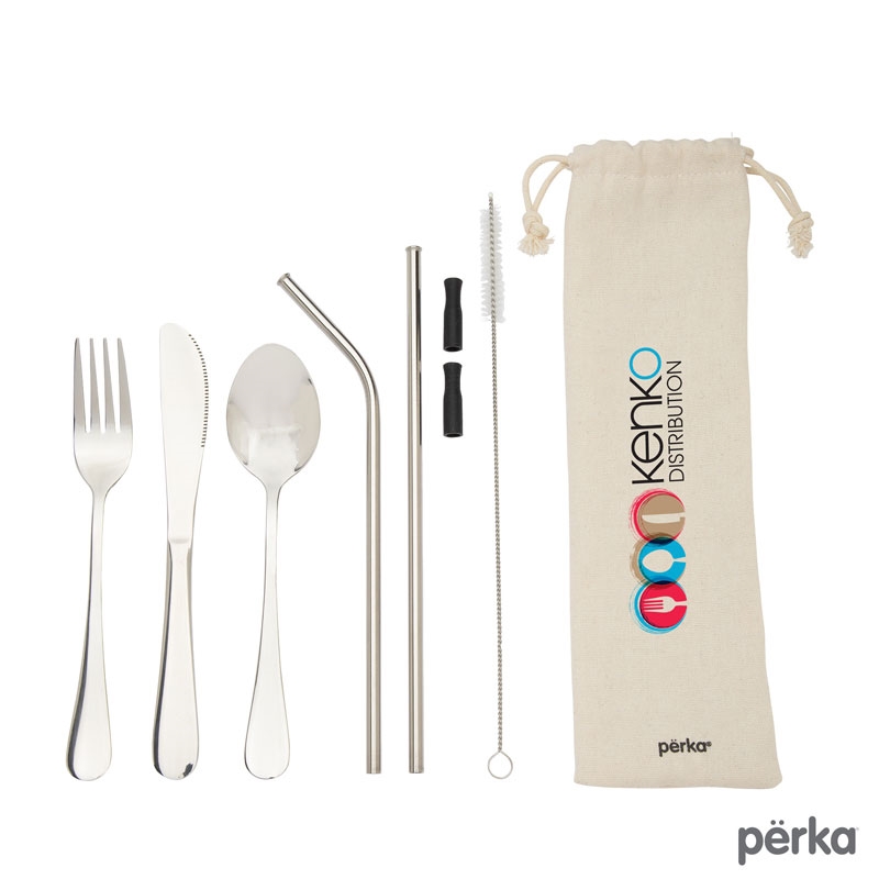 Perka® Castellana 6-Piece Steel Straw & Utensil Set 10