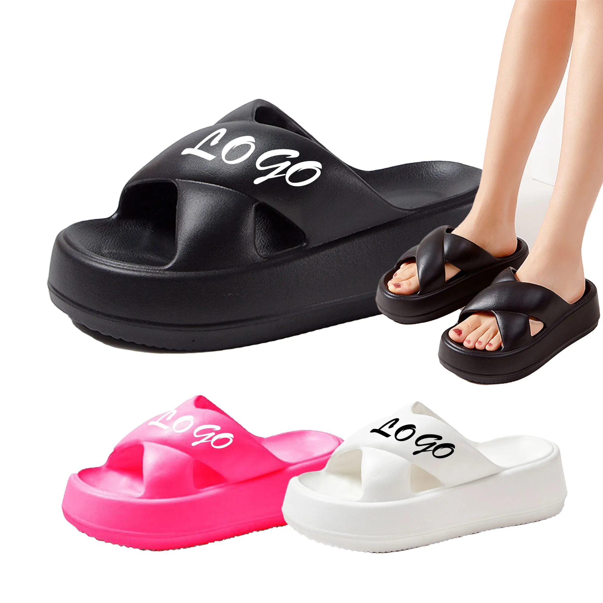 MOQ 50 Thick-Soled Summer Beach Slippers Outdoor