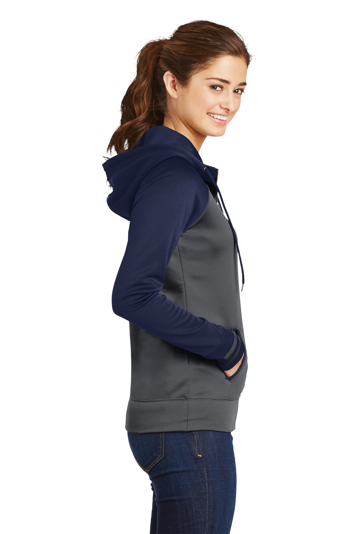 Sport-Tek Women's Sport-Wick Varsity Fleece Full-Zip Hooded Jacket. LST236 24