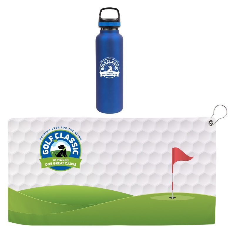 Hole in One Satin Bottle Gift Set, custom water bottle with logo imprint 2