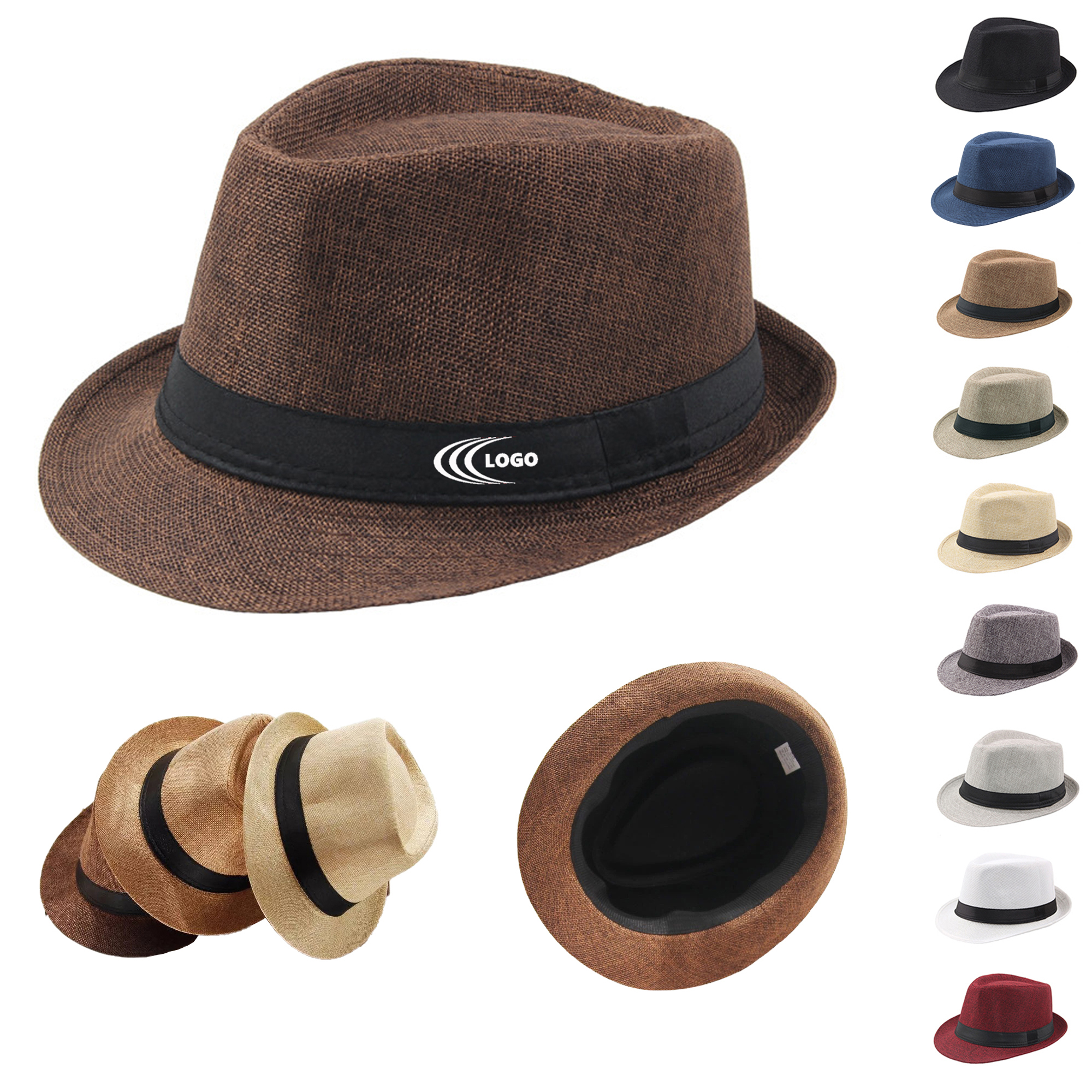 Classic Linen Straw Fedora Hat with Breathable Design 4