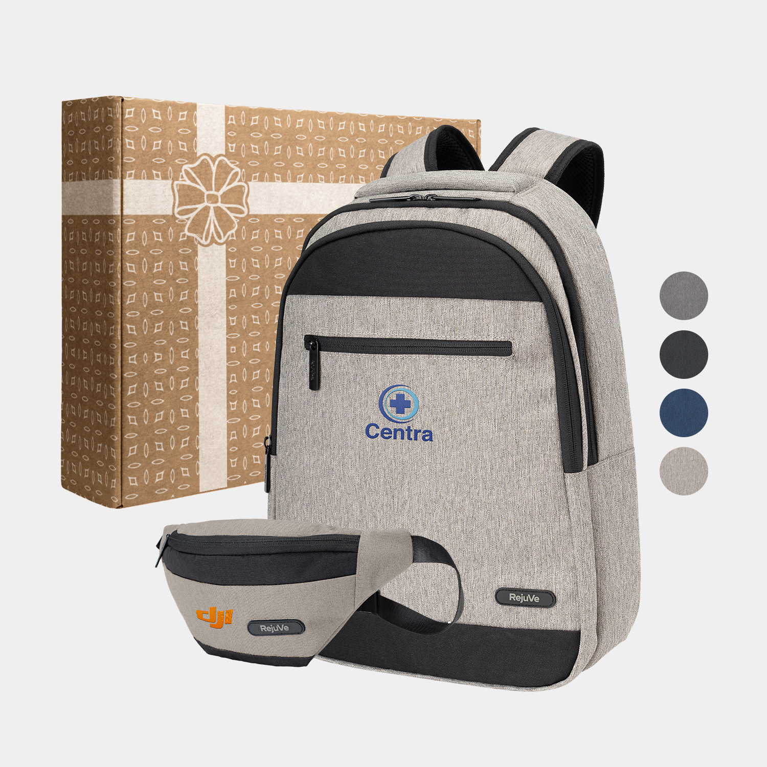 RejuVe® MILANO Heather Executive Business Backpack & MILANO Two-Tone Fanny Pack Gift Set 6