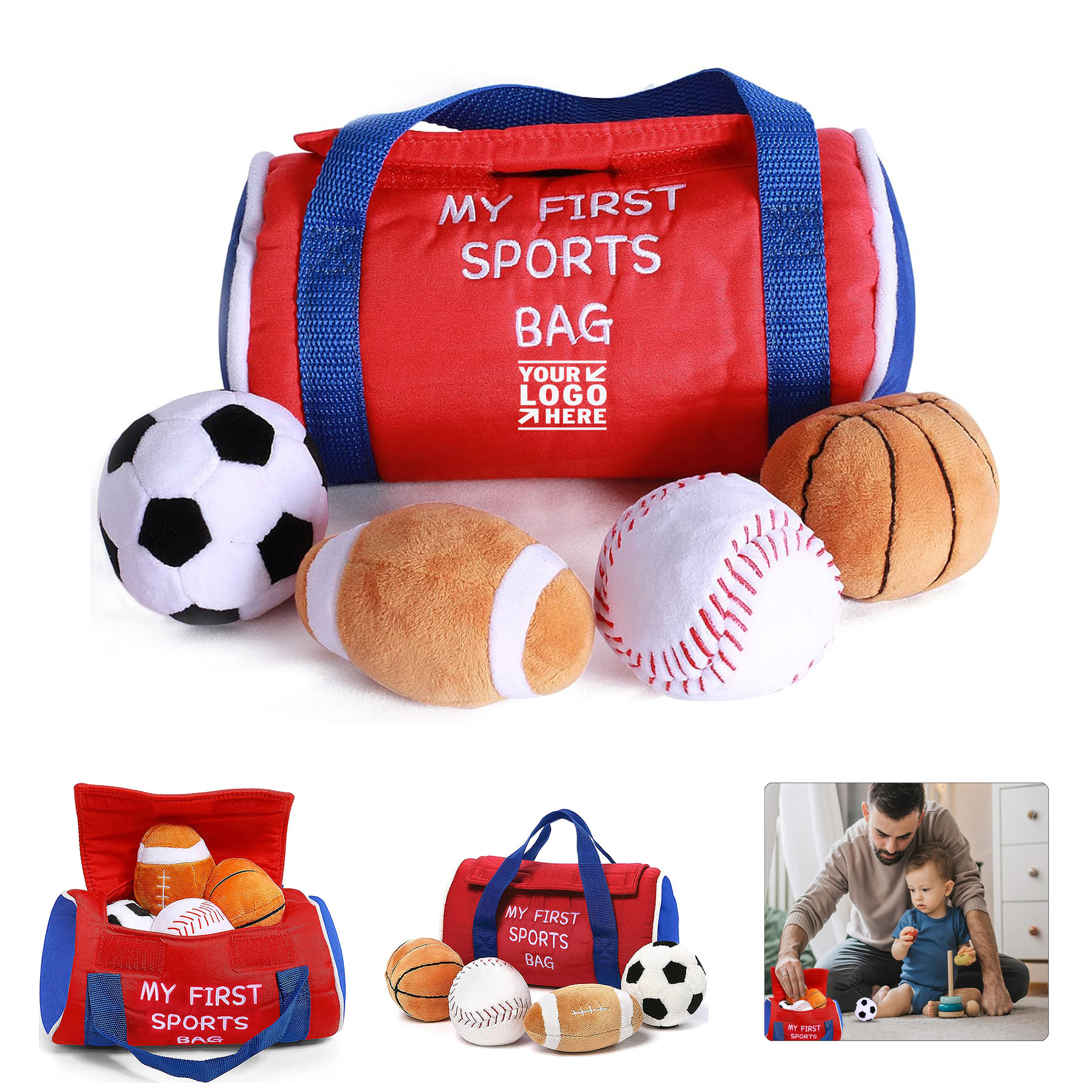 My First Sports Bag 4 Tiny Cloth Rich Sport Balls Early Education Baby Toy 2