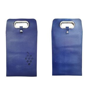 Buckled Dual Bottles PU Leather Wine Bag with Grape Window 13