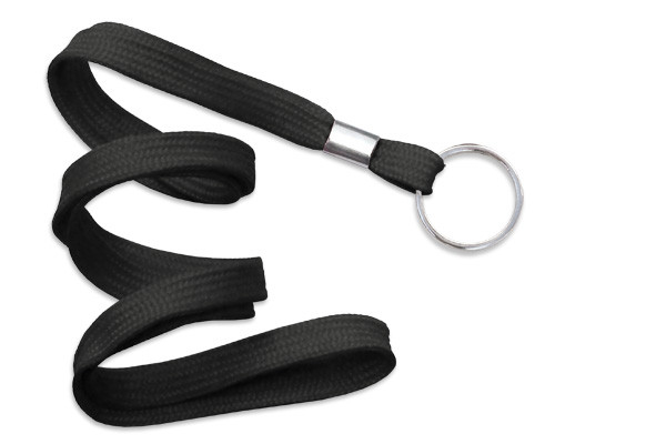 3/8" Blank Lanyard w/Split Ring (Black) 1