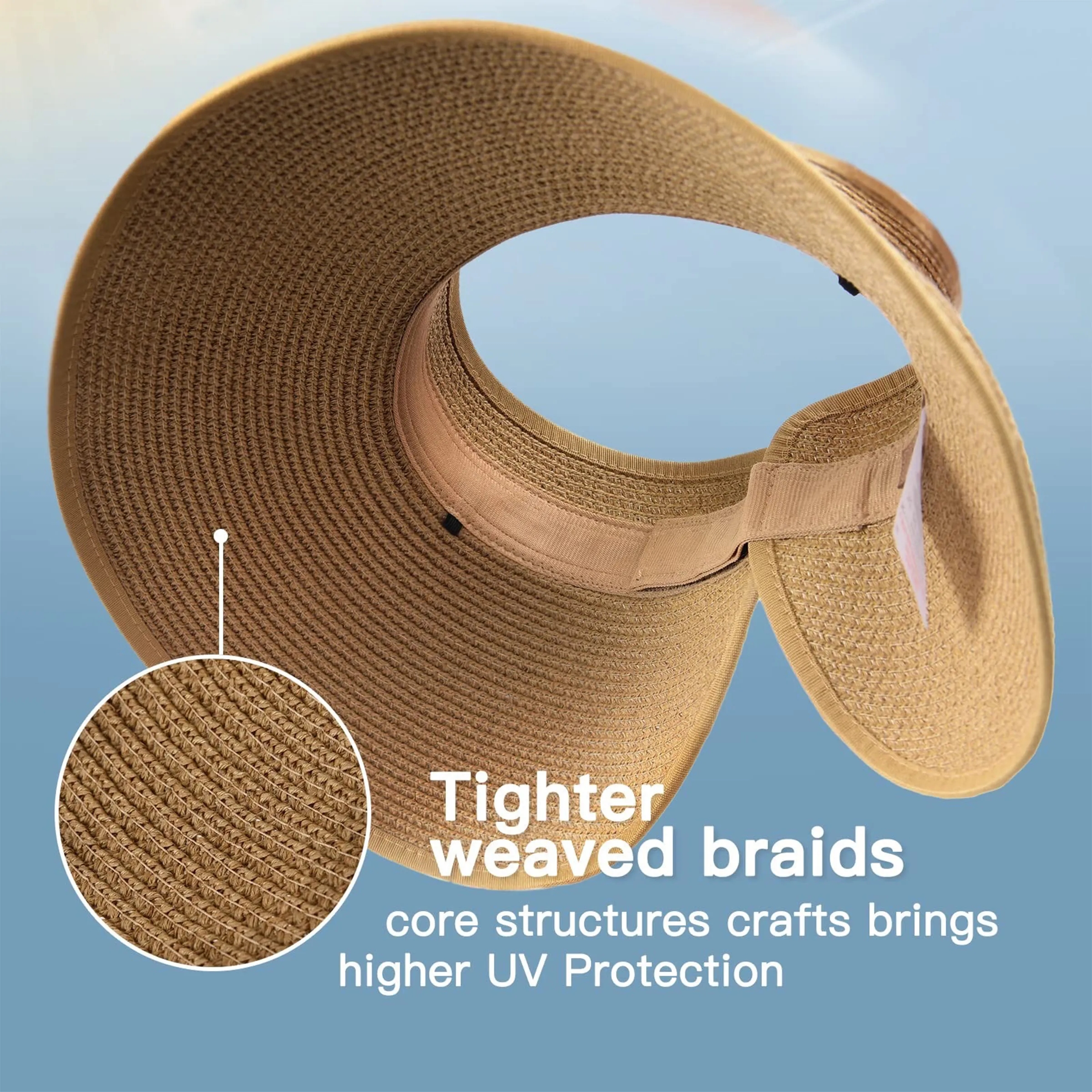 Paper Straw Visor - Rollable Summer Sun Protection Hat 4