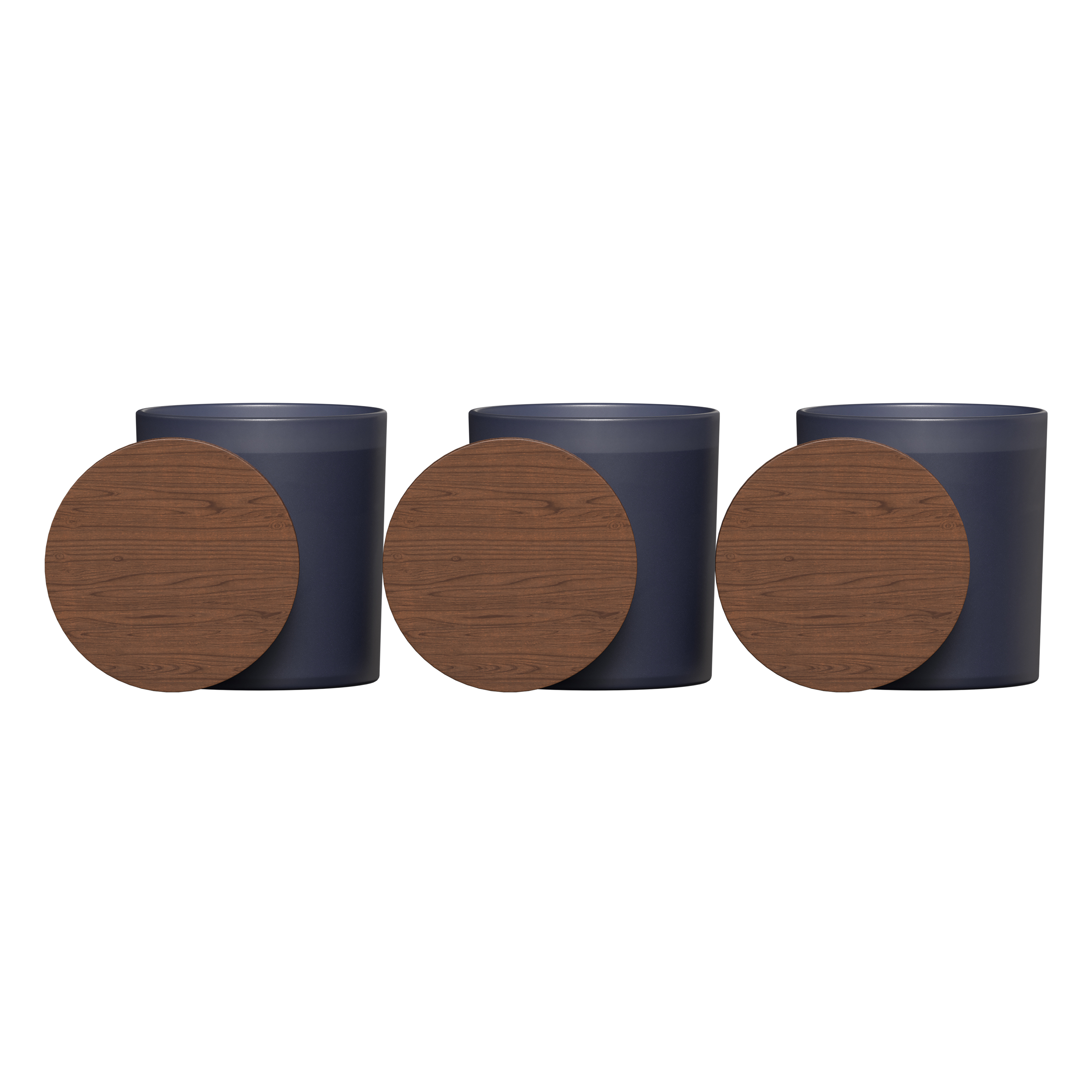 Vista glass candle 3-pack with acacia wood lids 36