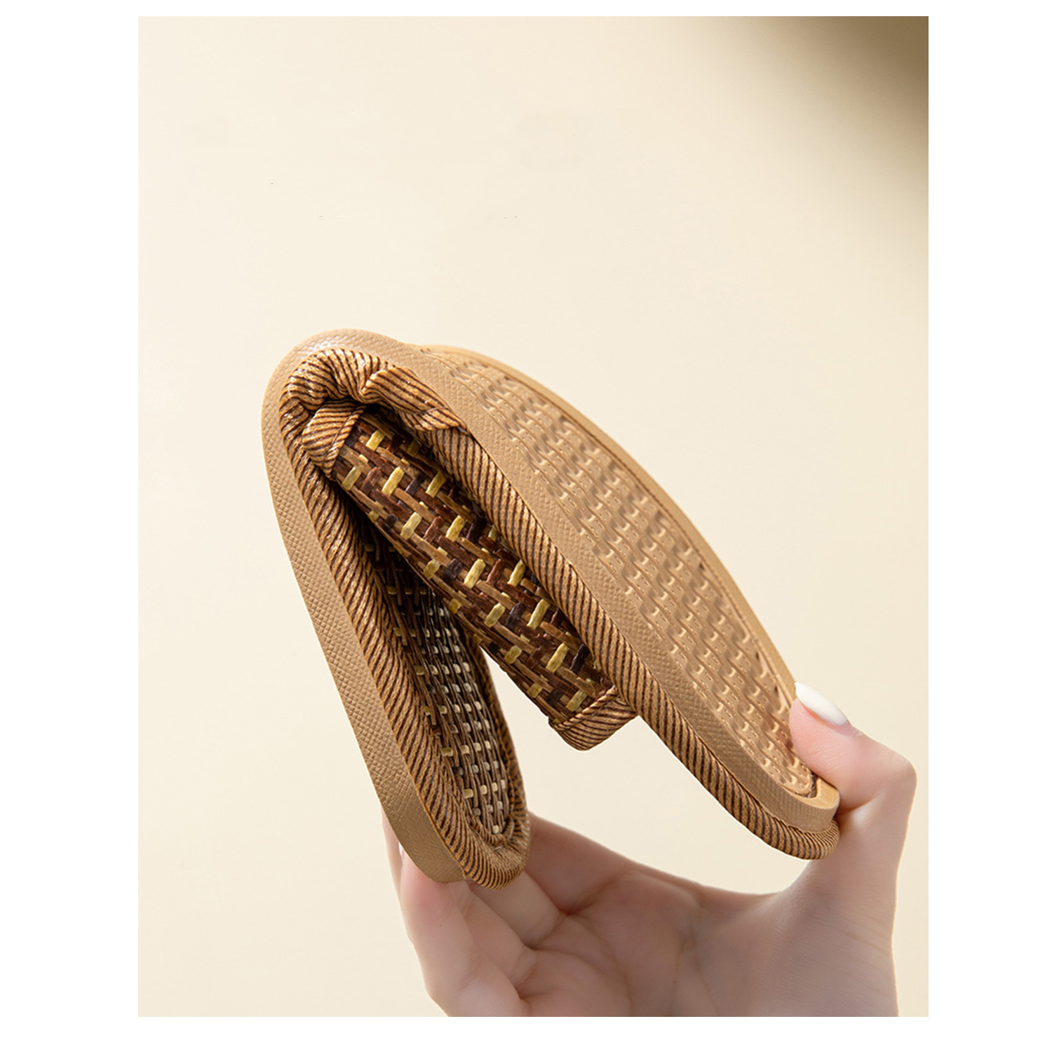 Straw Woven Bamboo Cane Linen Slippers 4