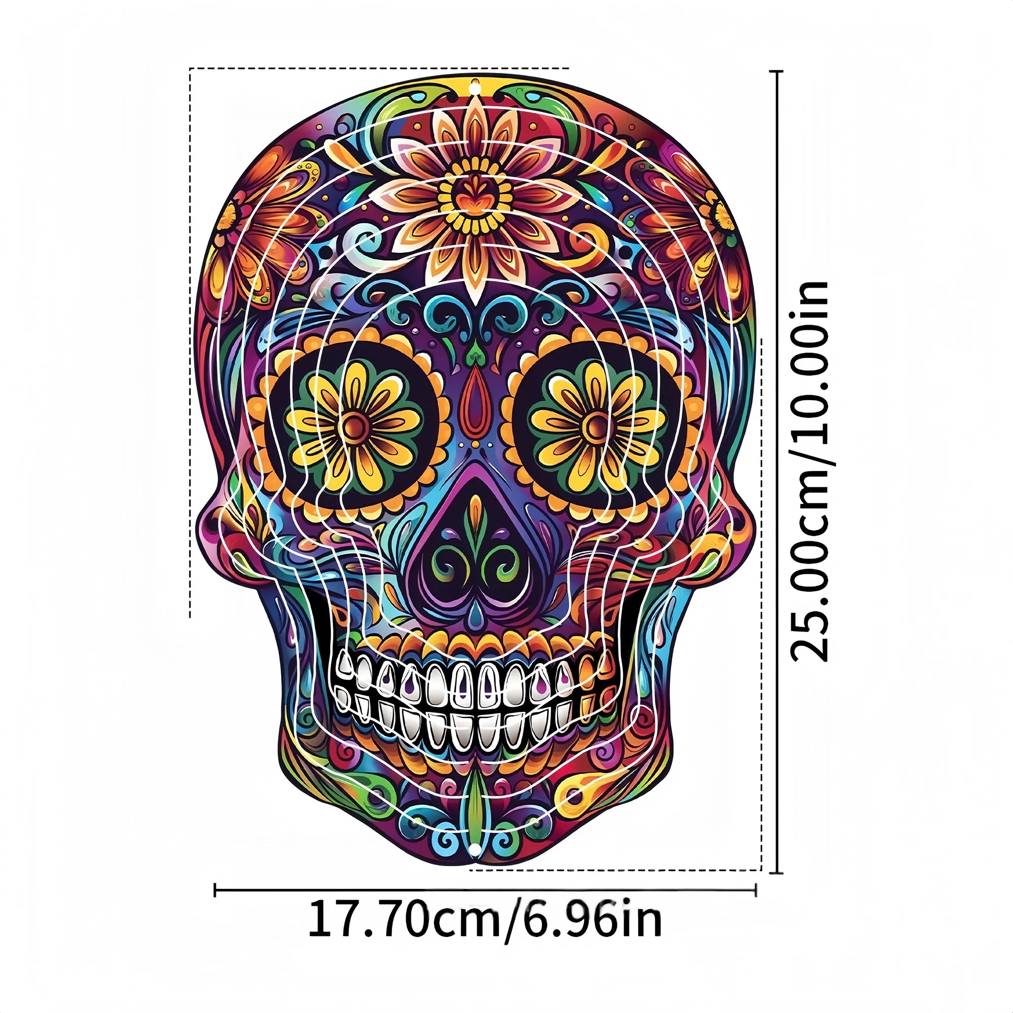 Vibrant 3D Skull Wind Spinner For Halloween Decor 1