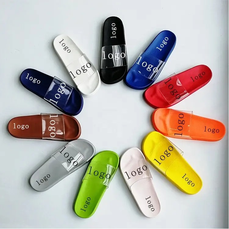 Women Men Transparent Custom Logo Clear Slipper 4