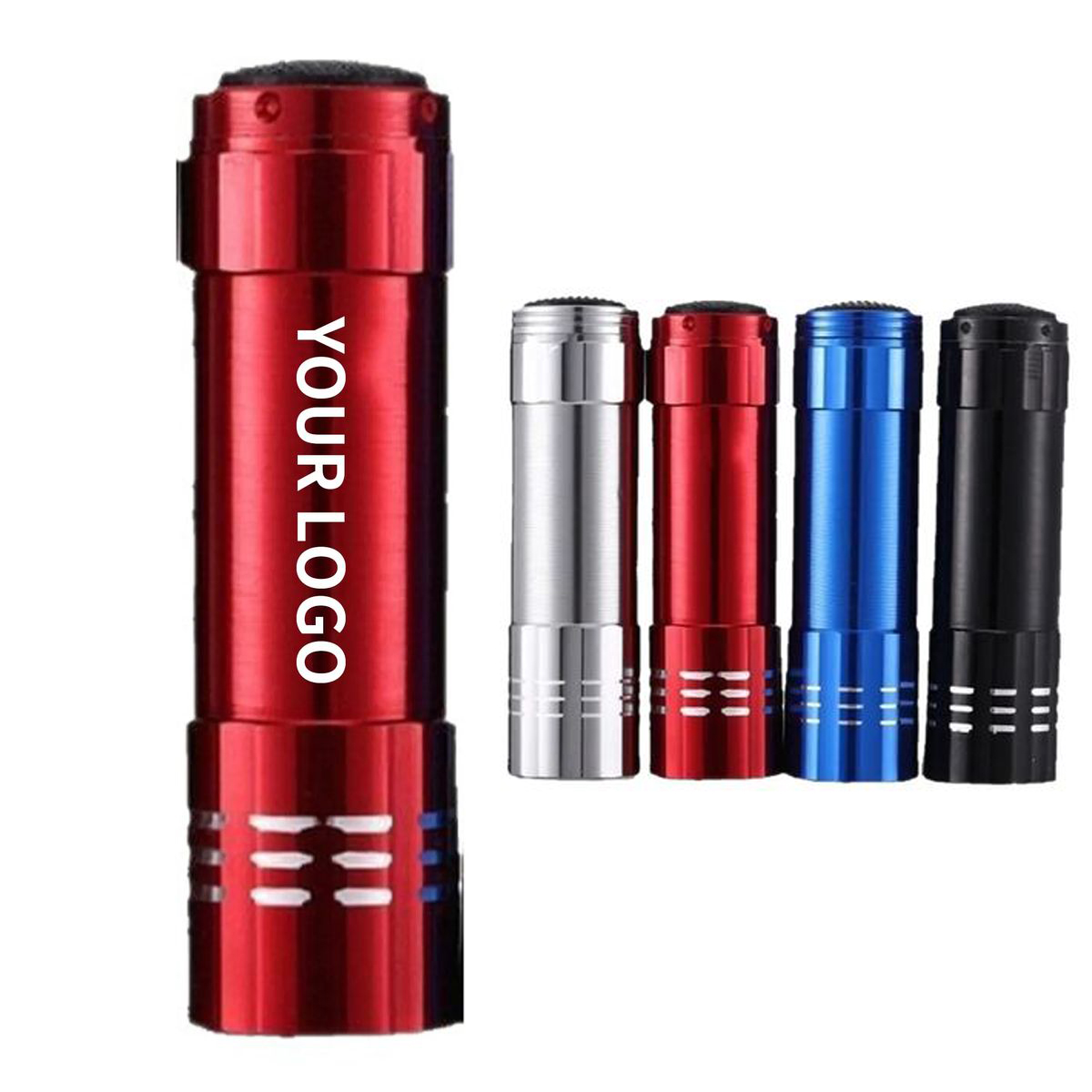 Mini Aluminum Flashlight 9LED with Silicone Button 1