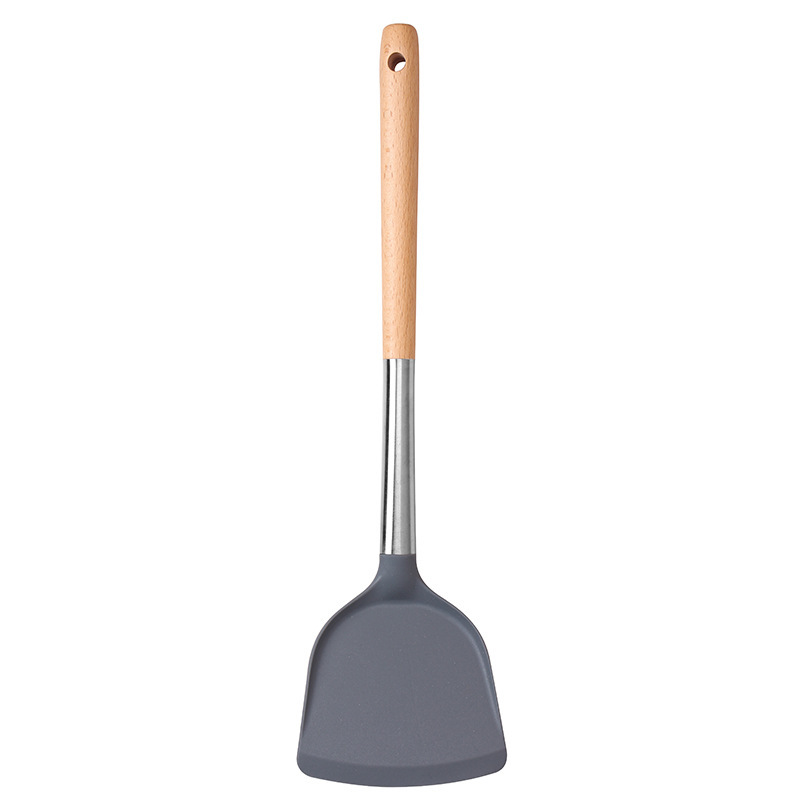 Slotted Silicone Turner Spatula Flipper w/ Wood Handle 3