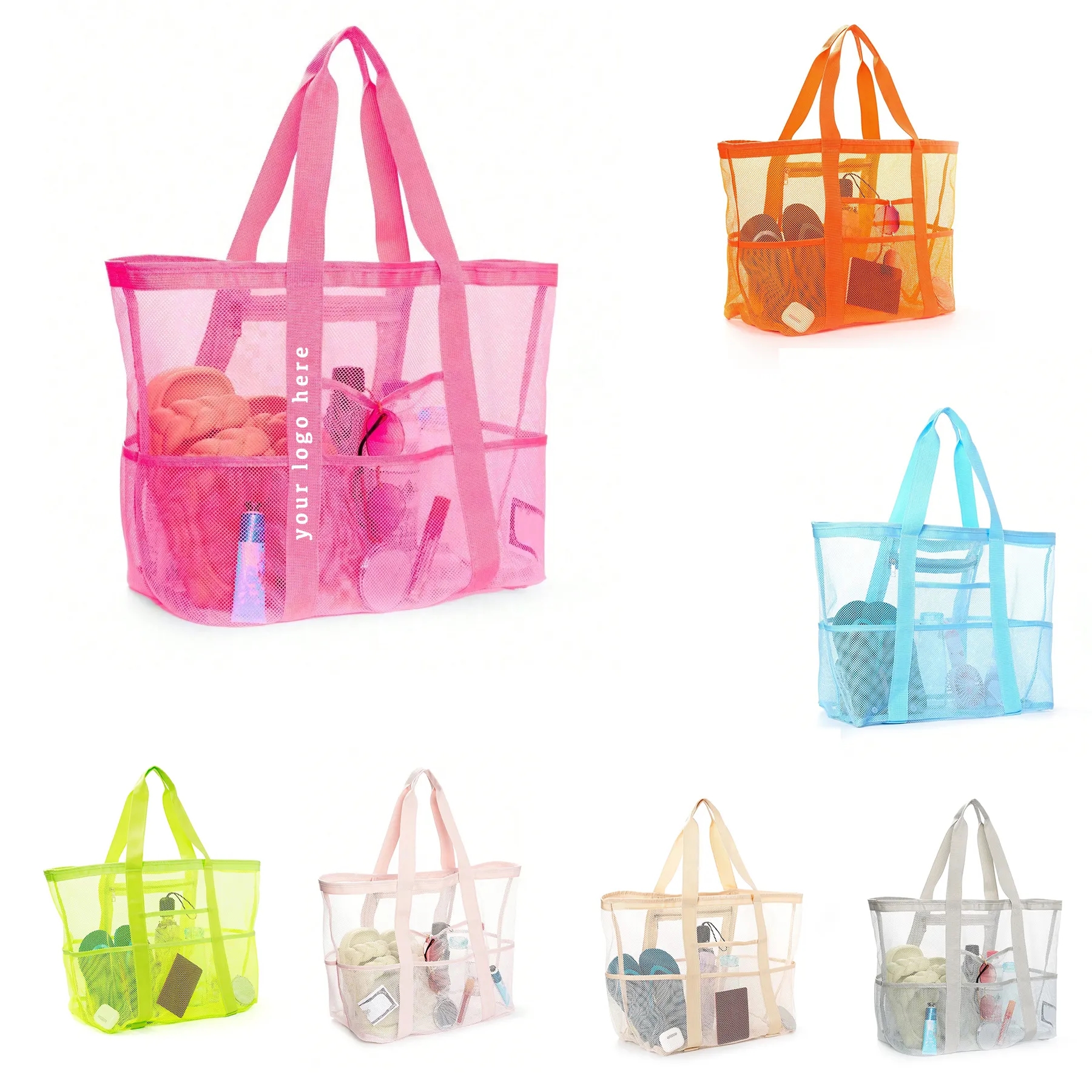 Mesh Beach Bag, custom tote bag with logo imprint 2