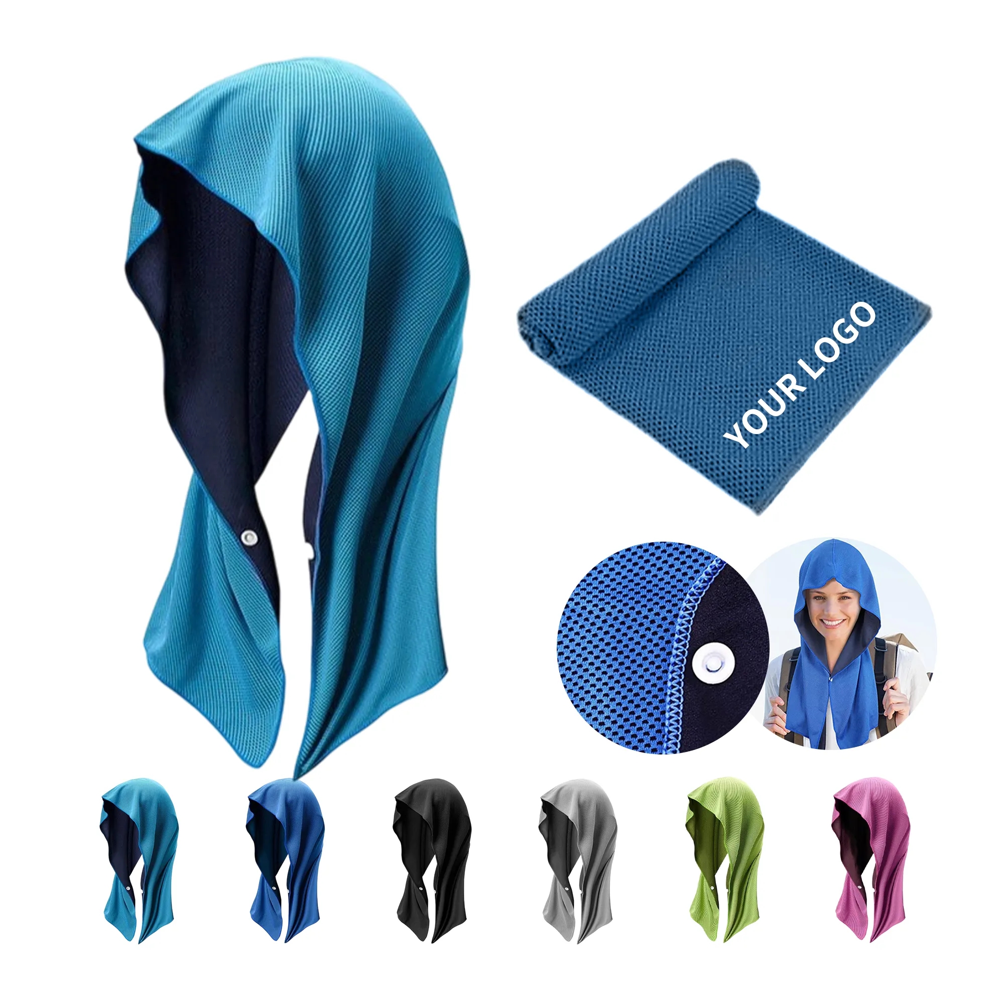 Microfiber Cooling Sports Towel with Button 2