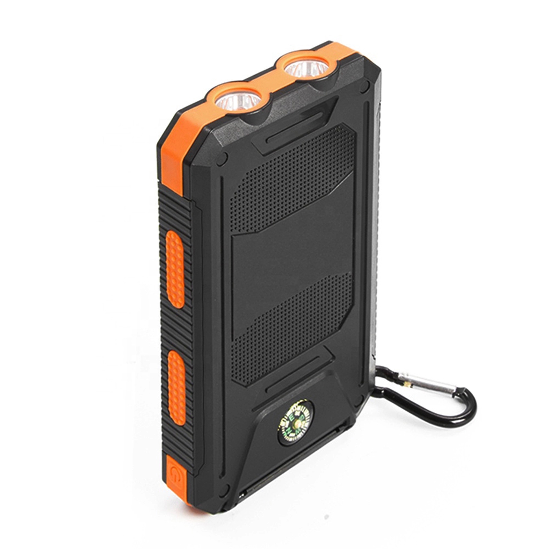 Waterproof Solar Charger w/ 2USB Port & LED Lights & Compass 5