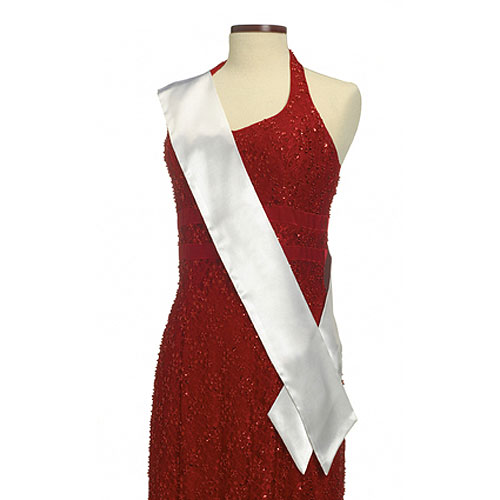White Satin Pageant Sash 2