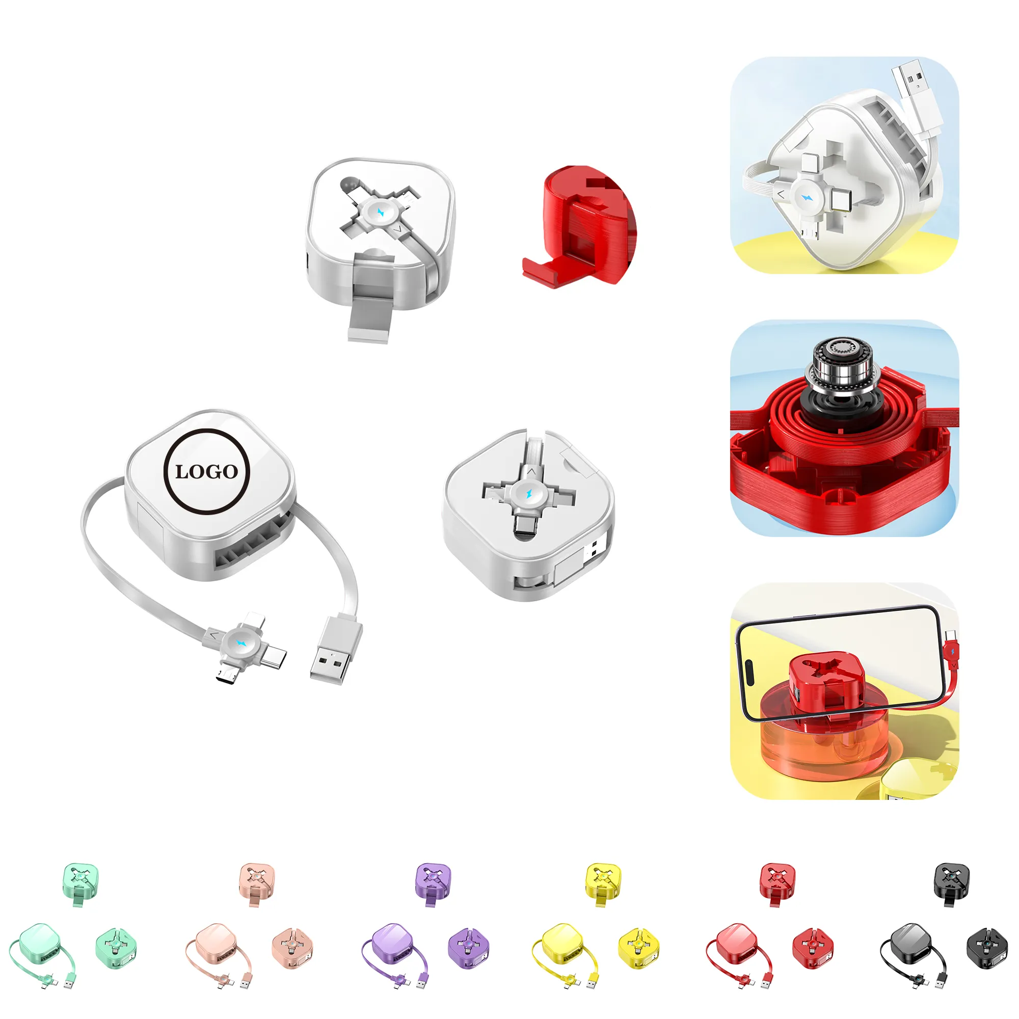 5A Retractable 3-in-1 Multi Charger Cable