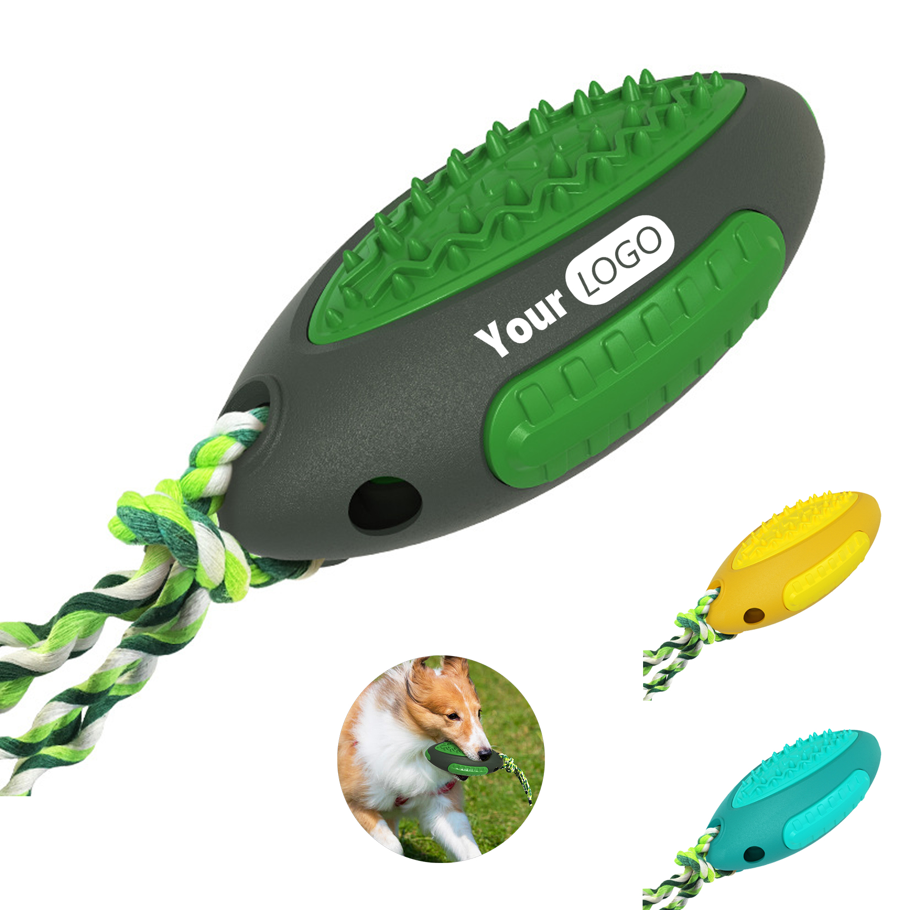 Tpr Puzzle Treat Dog Toys Blue Green Yellow 3
