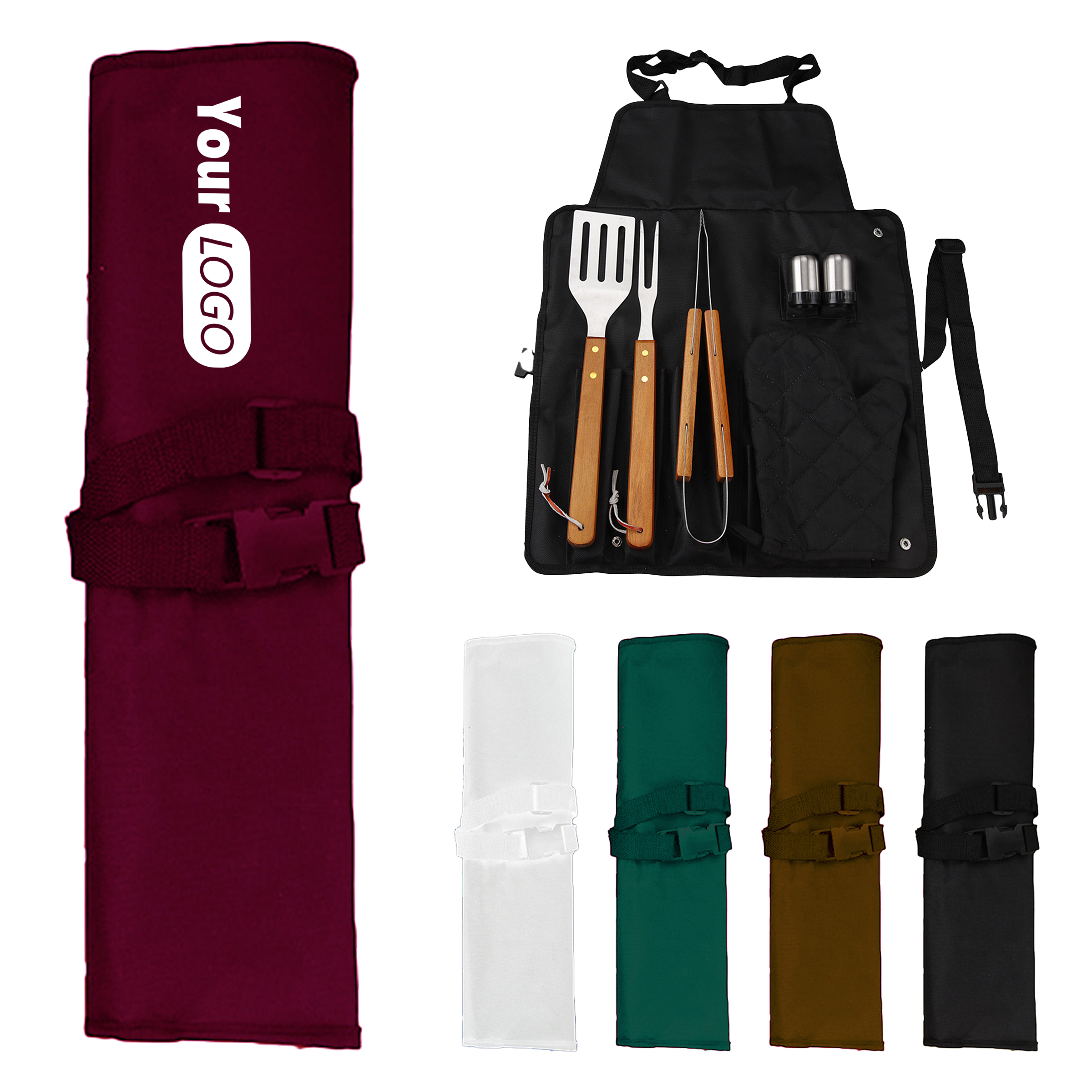 Oxford Complete Bbq Tool Set With Roll-Up Apron 3