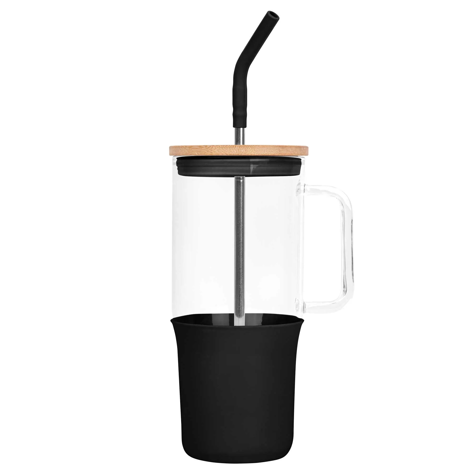 32oz. Glass Tumbler with Handle and Straw 10